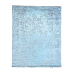 Wool and Silk Hand Knotted Broken Persian Design Oriental Rug