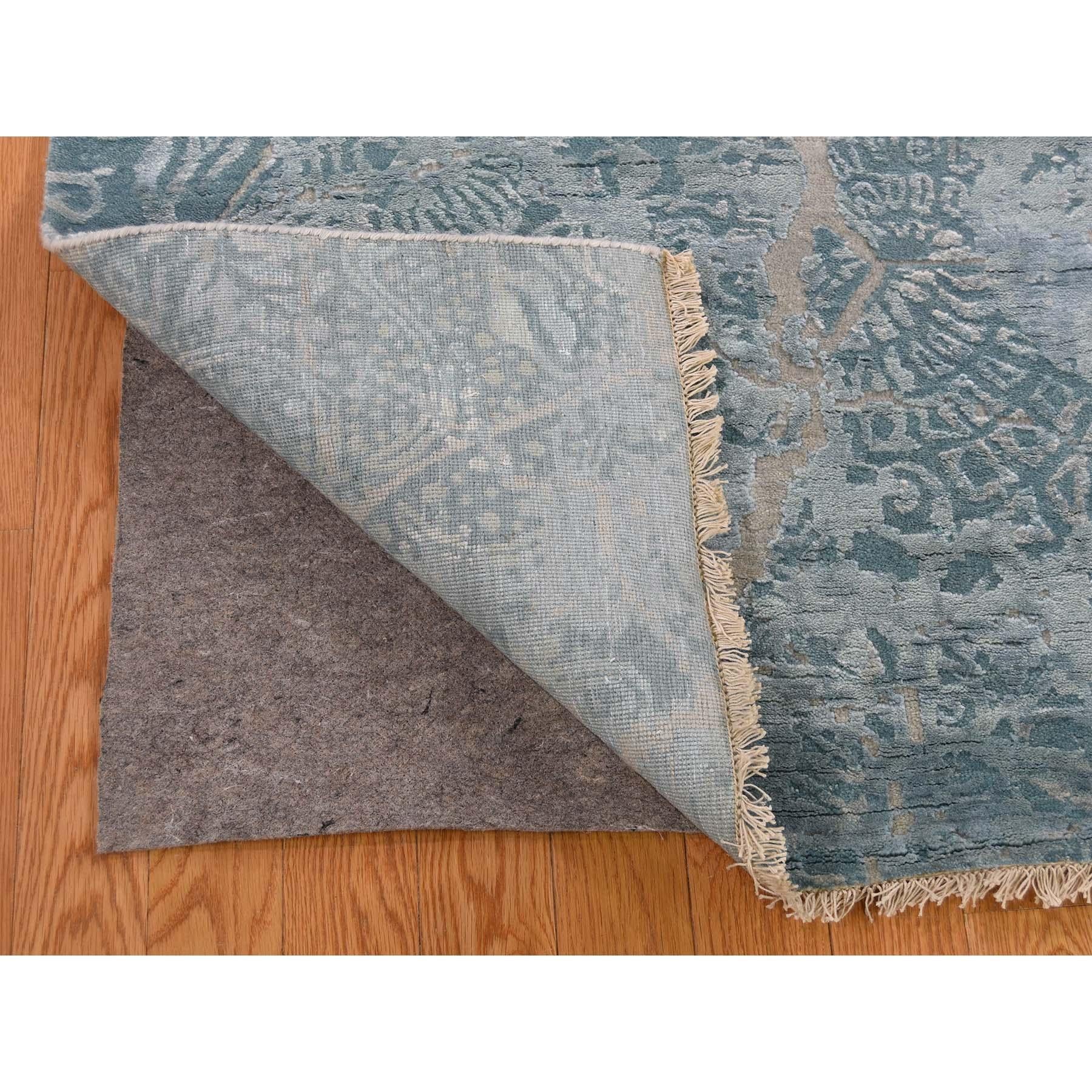 Hand-Knotted Wool and Silk Hi-Low Pile Hand Knotted Oriental Rug