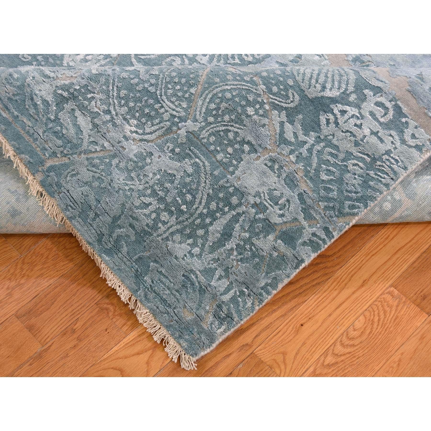 Contemporary Wool and Silk Hi-Low Pile Hand Knotted Oriental Rug