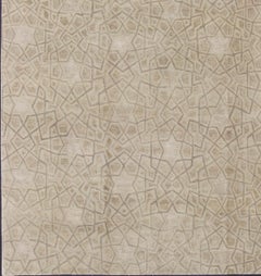 Wool and Silk Tan and Taupe Tibetan Rug by Keivan Woven Arts 8'10 x 11'11