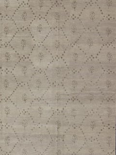 Wool and Silk Modern Tibetan Tan Rug by Keivan Woven Arts 9'0 x 12'0