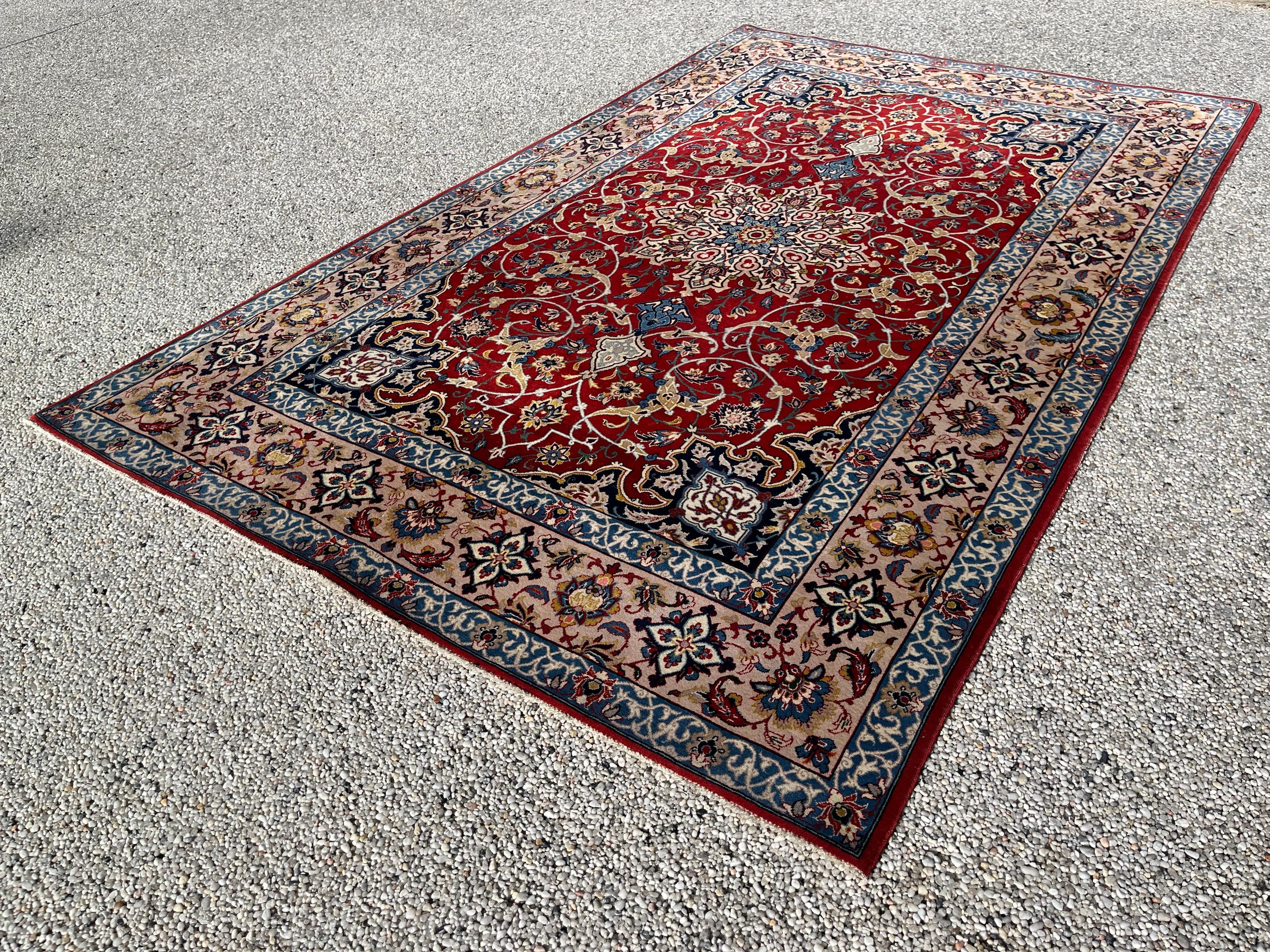 Wool And Silk Persian Isfahan Rug For Sale 6