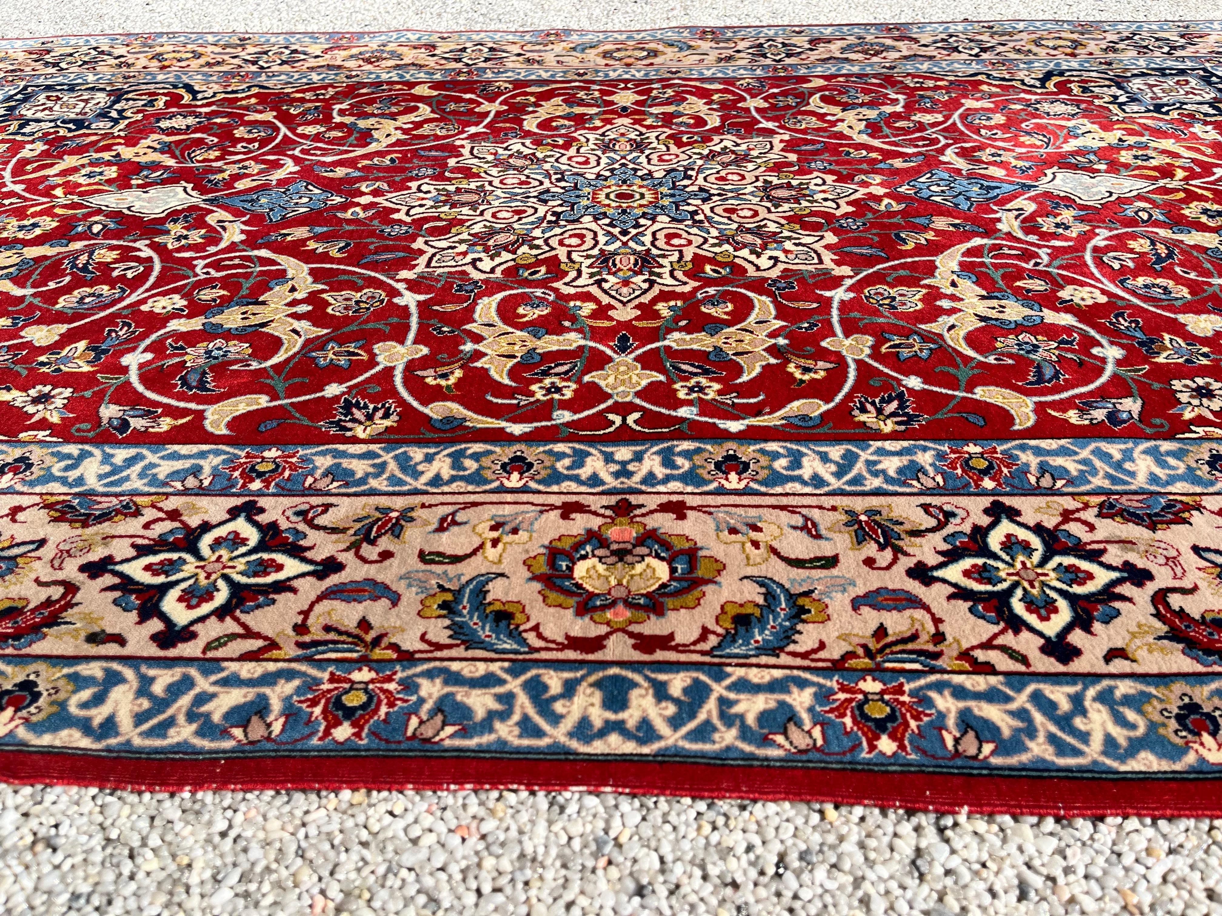 20th Century Wool And Silk Persian Isfahan Rug For Sale