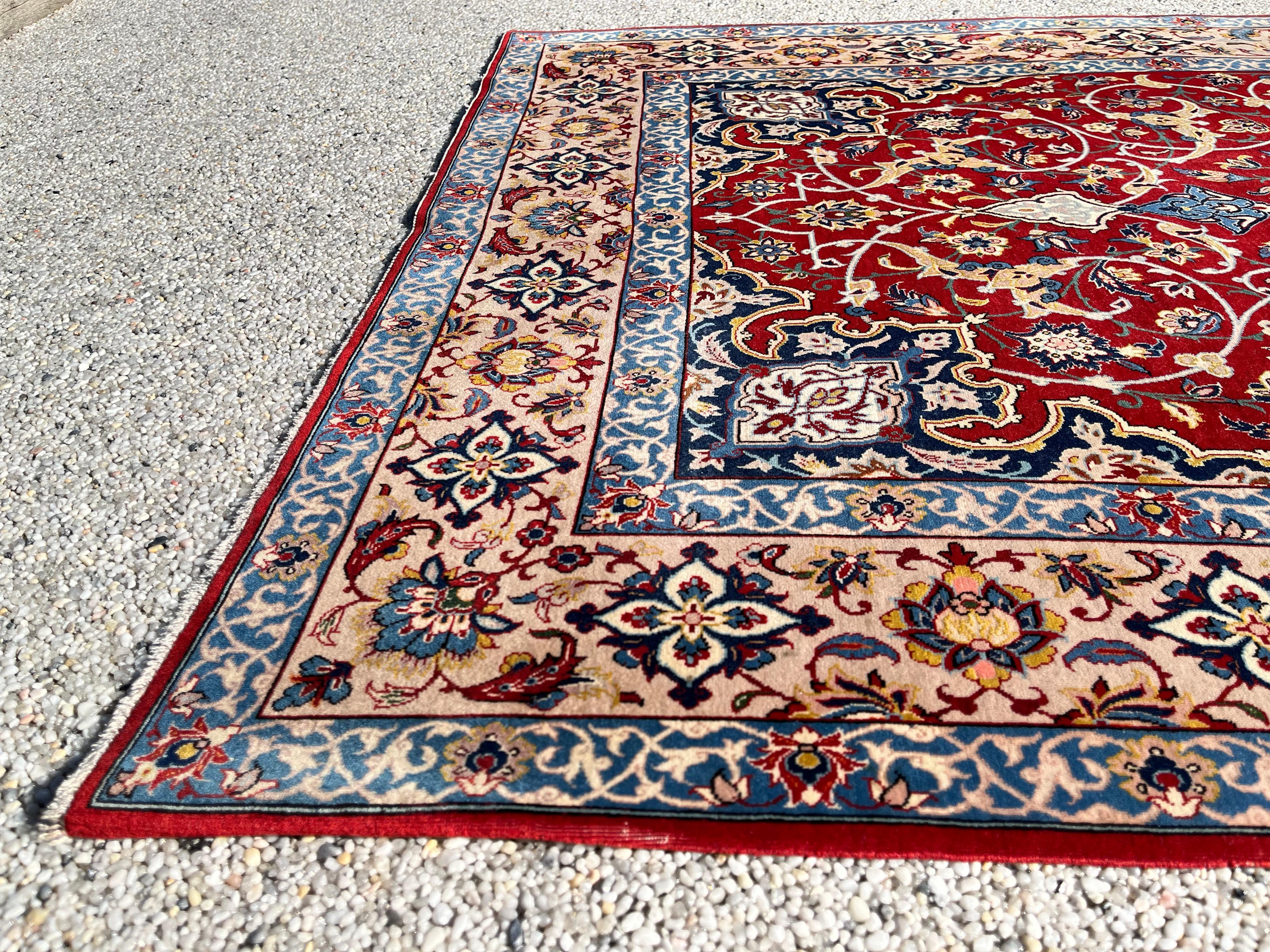 Wool And Silk Persian Isfahan Rug For Sale 1