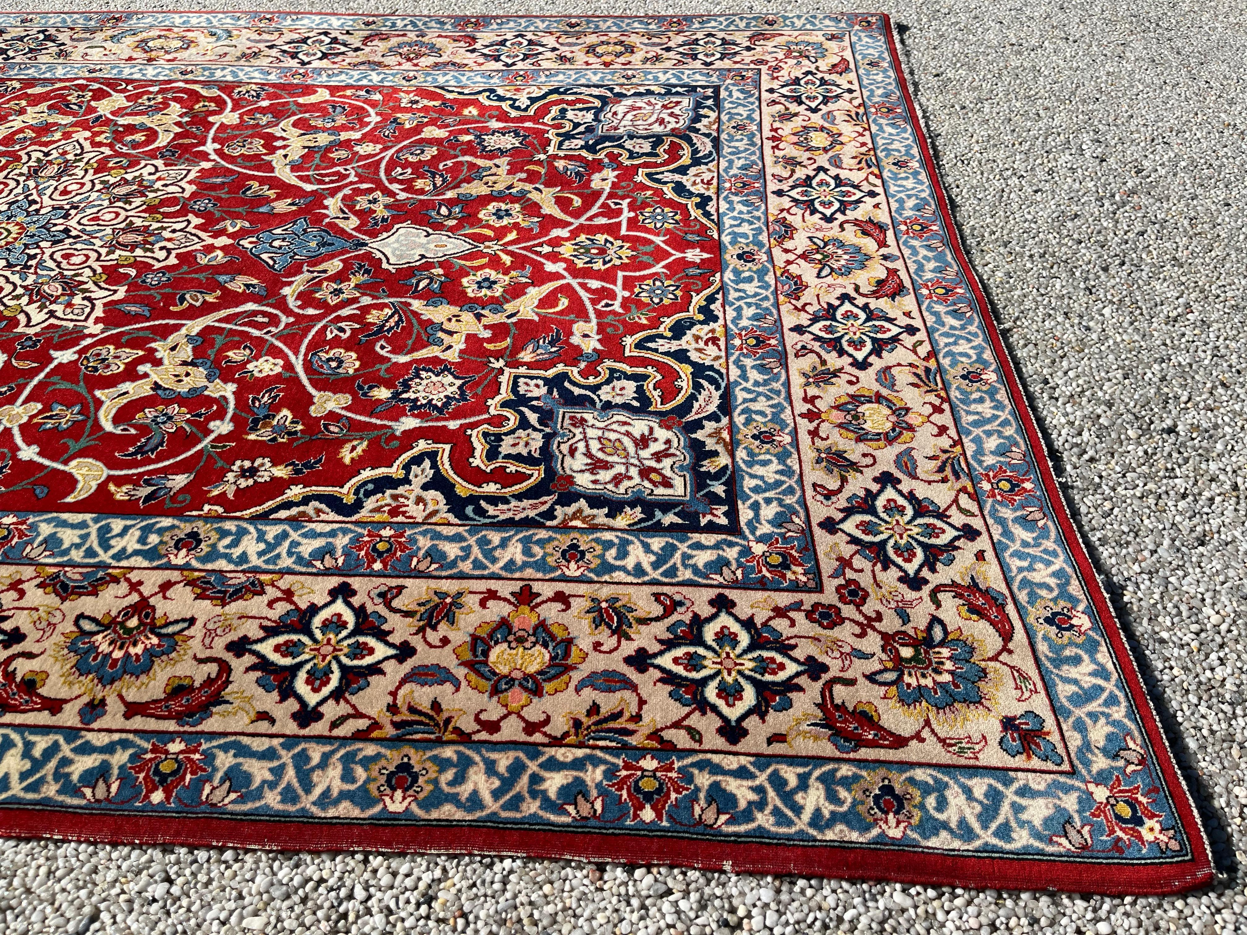 Wool And Silk Persian Isfahan Rug For Sale 2