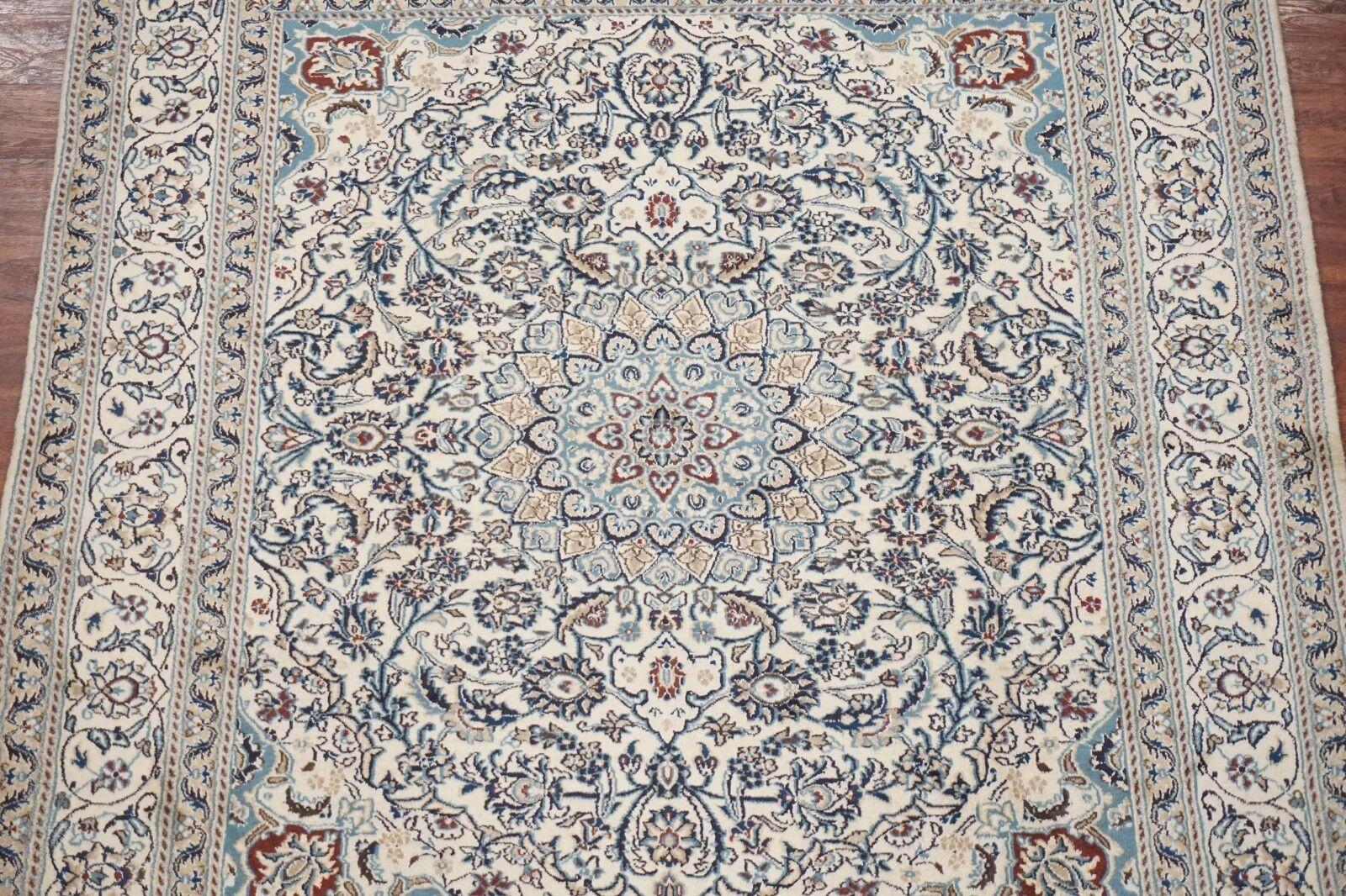 Hand-Knotted Wool and Silk Persian Naein For Sale