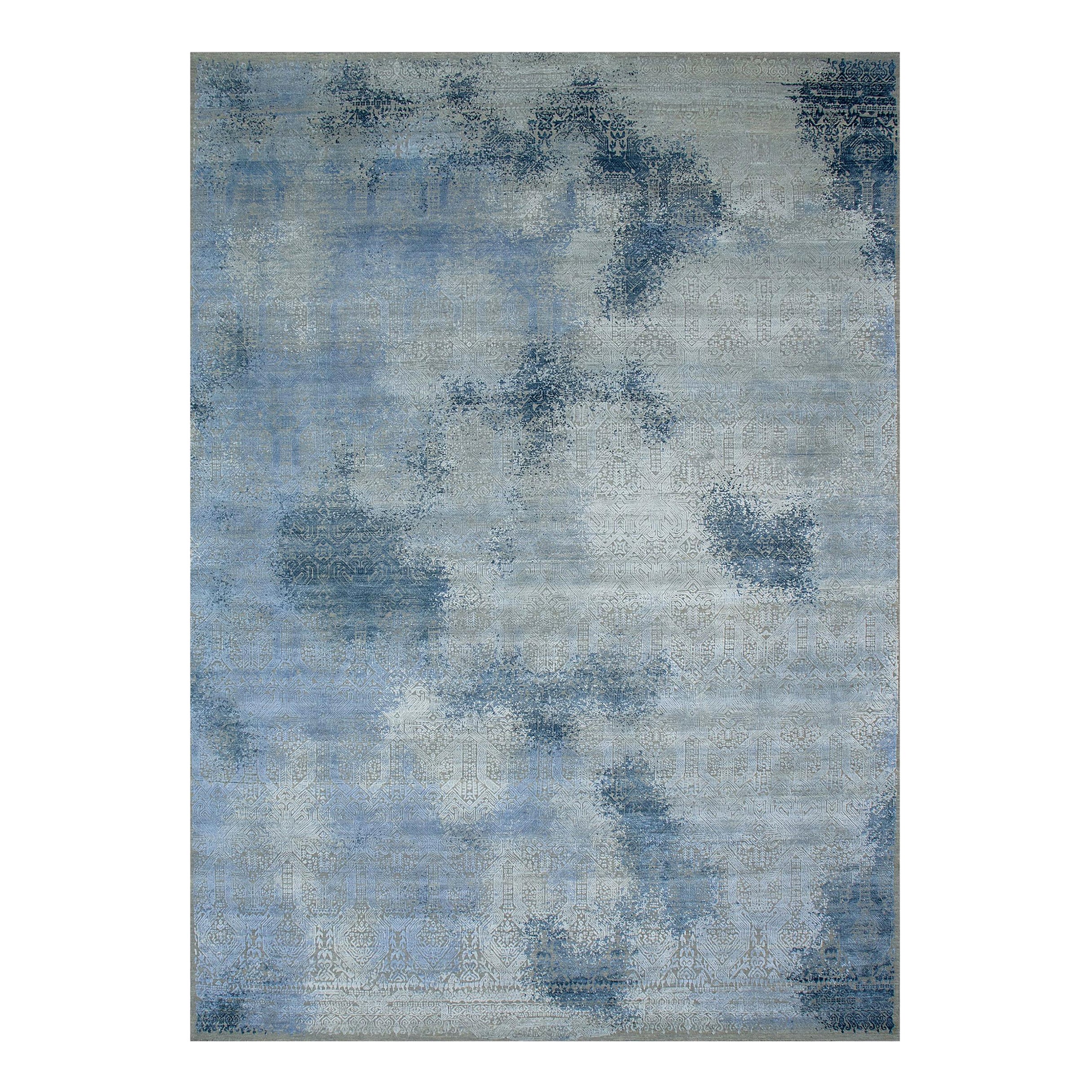 Tappeto in lana e seta, Kimia Grey Blue, Edition Bougainville in vendita
