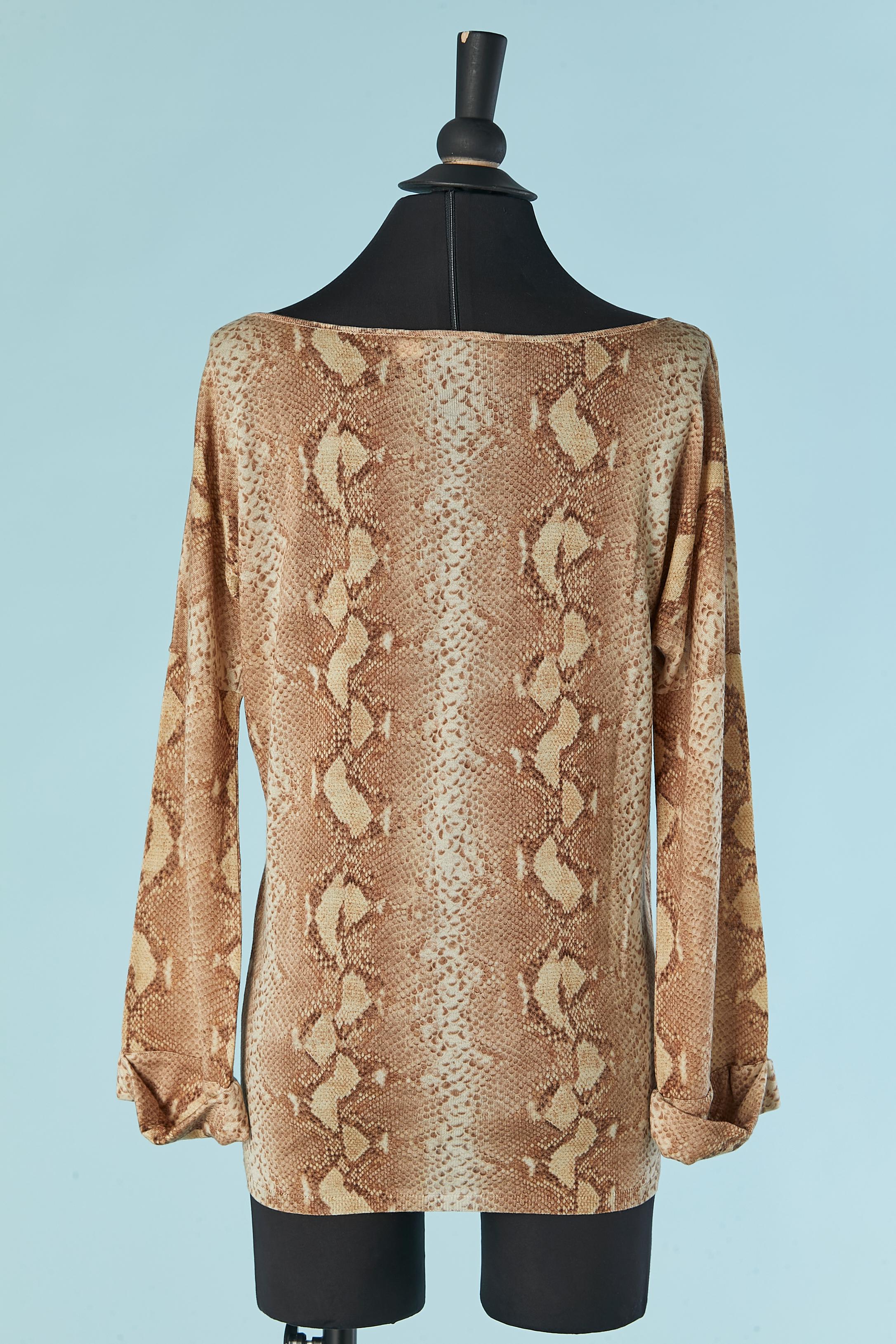 Pull en laine et soie imprimé serpent CHRISTIAN DIOR Excellent état - En vente à Saint-Ouen-Sur-Seine, FR