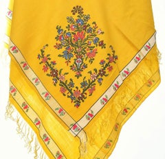 Wool and silk twill brocaded fashion shawl - France Circa 1820