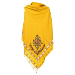 Wool and silk twill brocaded fashion shawl - France Circa 1820
