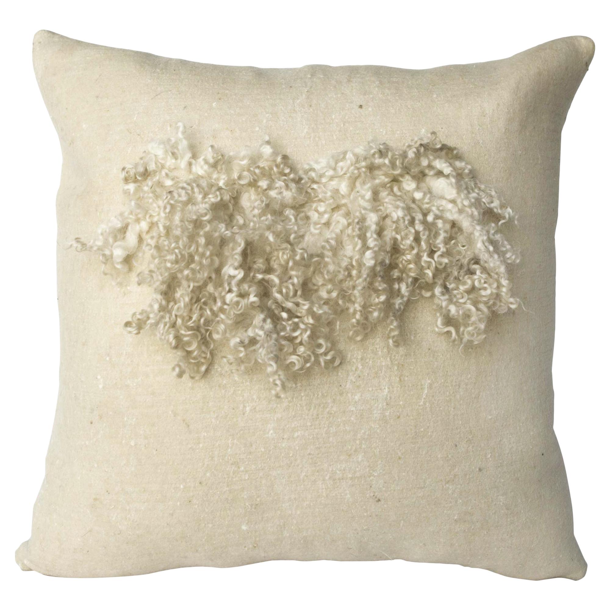 Wool and Silk Wensleydale Pillow, Heritage Sheep Collection For Sale