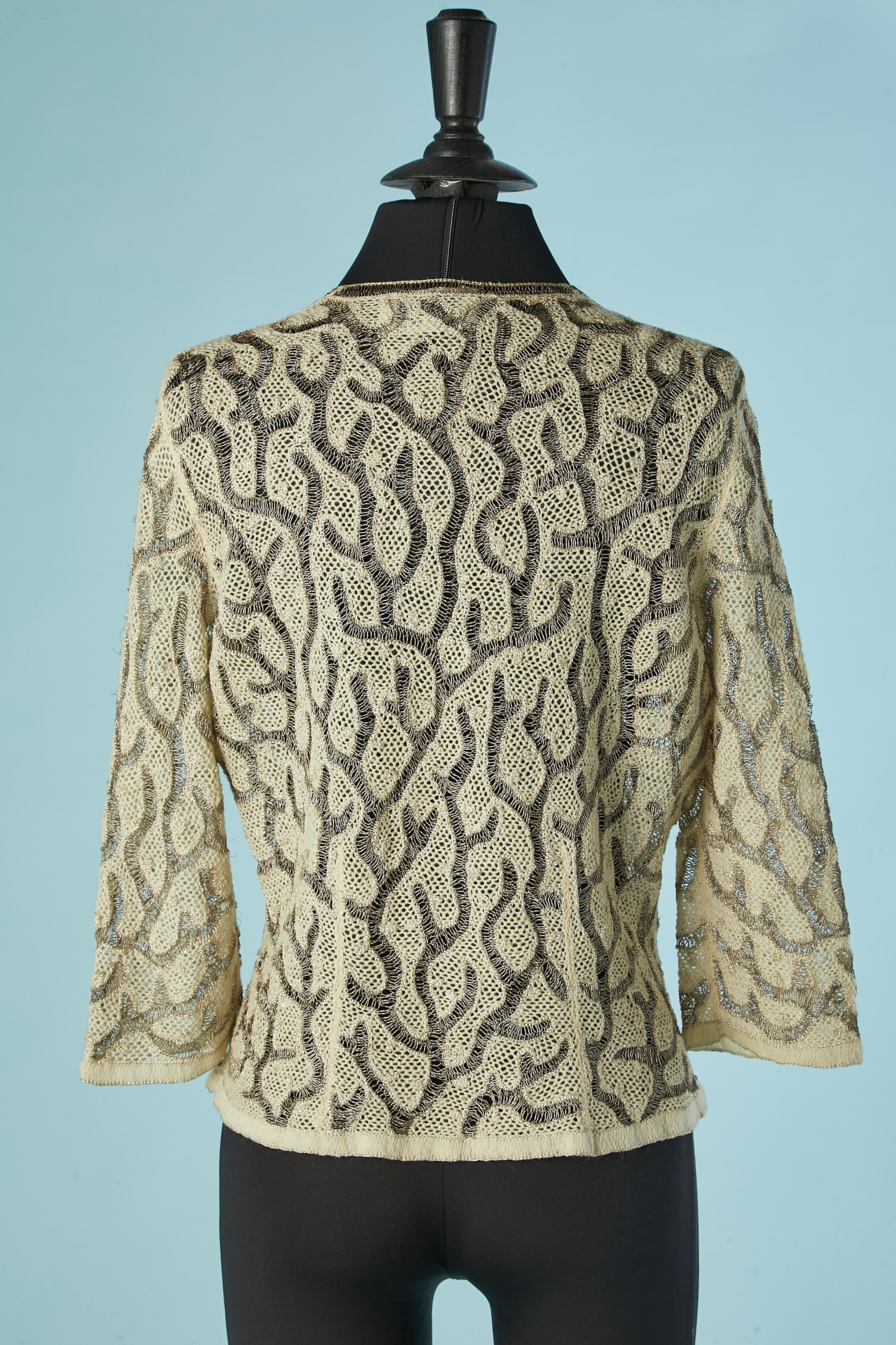 Cardigan in lana e lurex argento con bottone di perla KARGÈRE In condizioni ottime in vendita a Saint-Ouen-Sur-Seine, FR