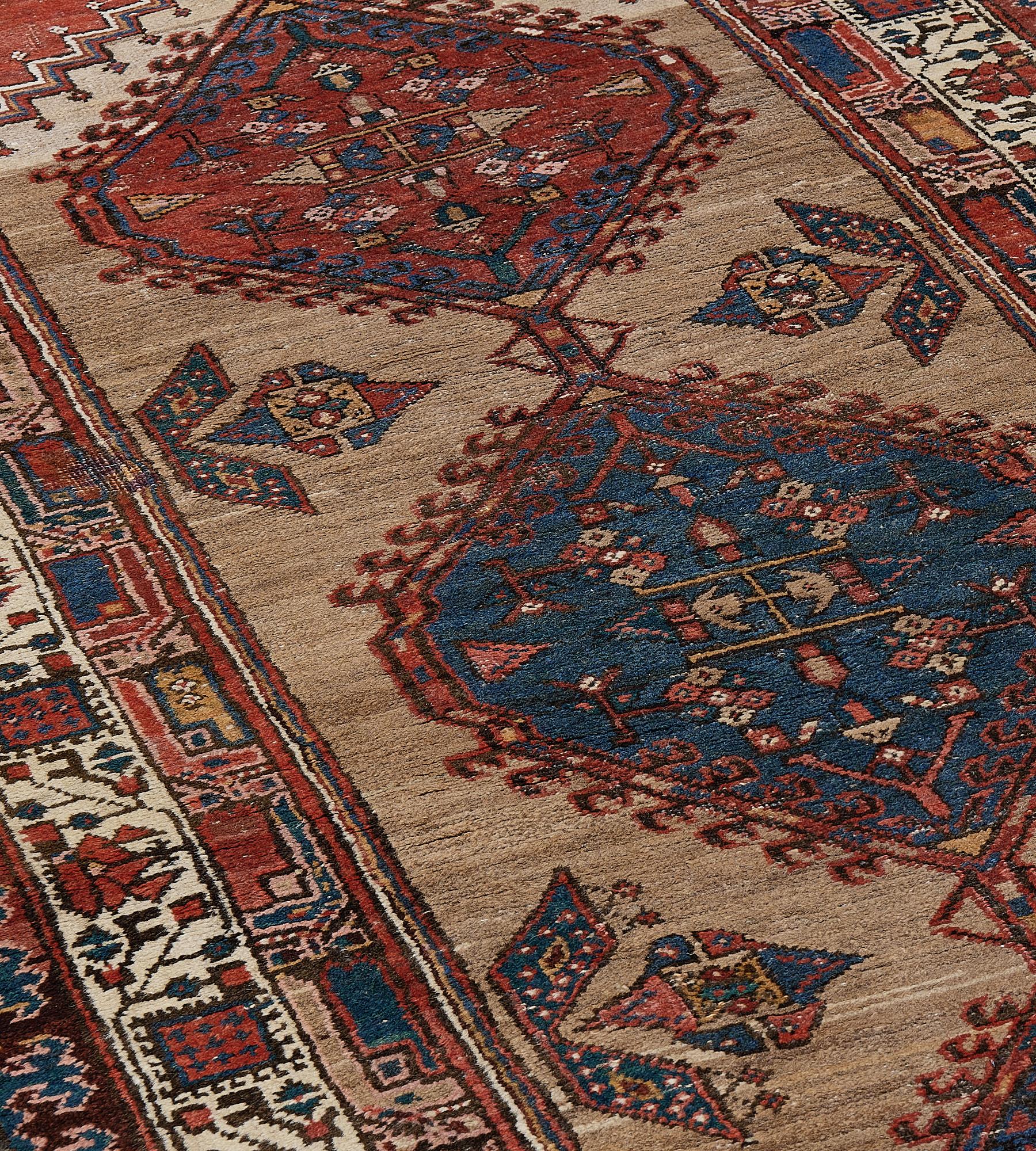 Wool Antique Hand-knotted Persian Serab Runner For Sale 2