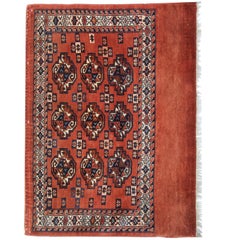 Rust Antique Rugs, Geometric Turkmen Yomut Oriental Brown Carpet Rugs