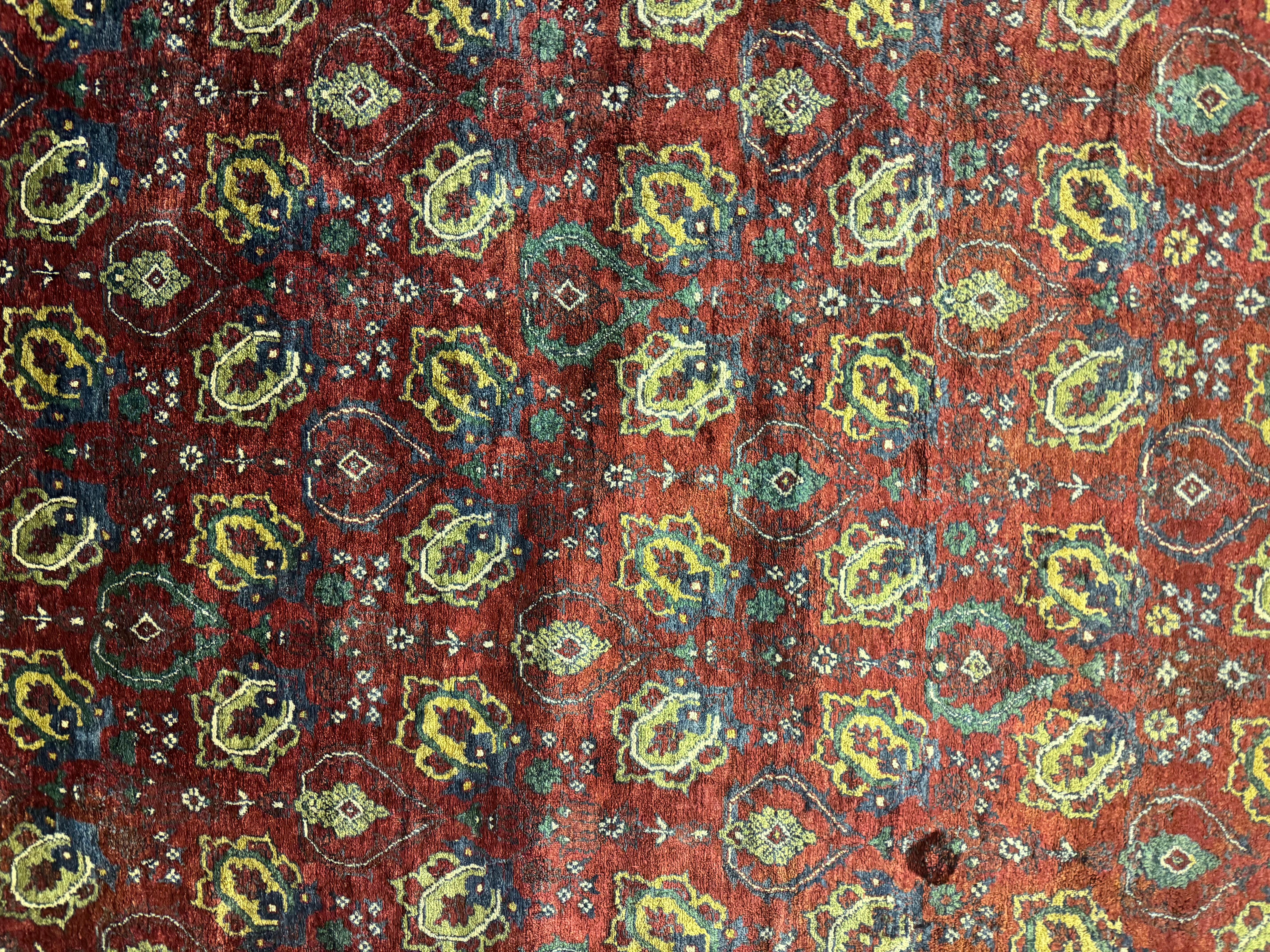 Wool Area Oriental Rug Handmade Red Living Room Carpet, Large Livingroom Rug In Excellent Condition For Sale In Wembley, GB
