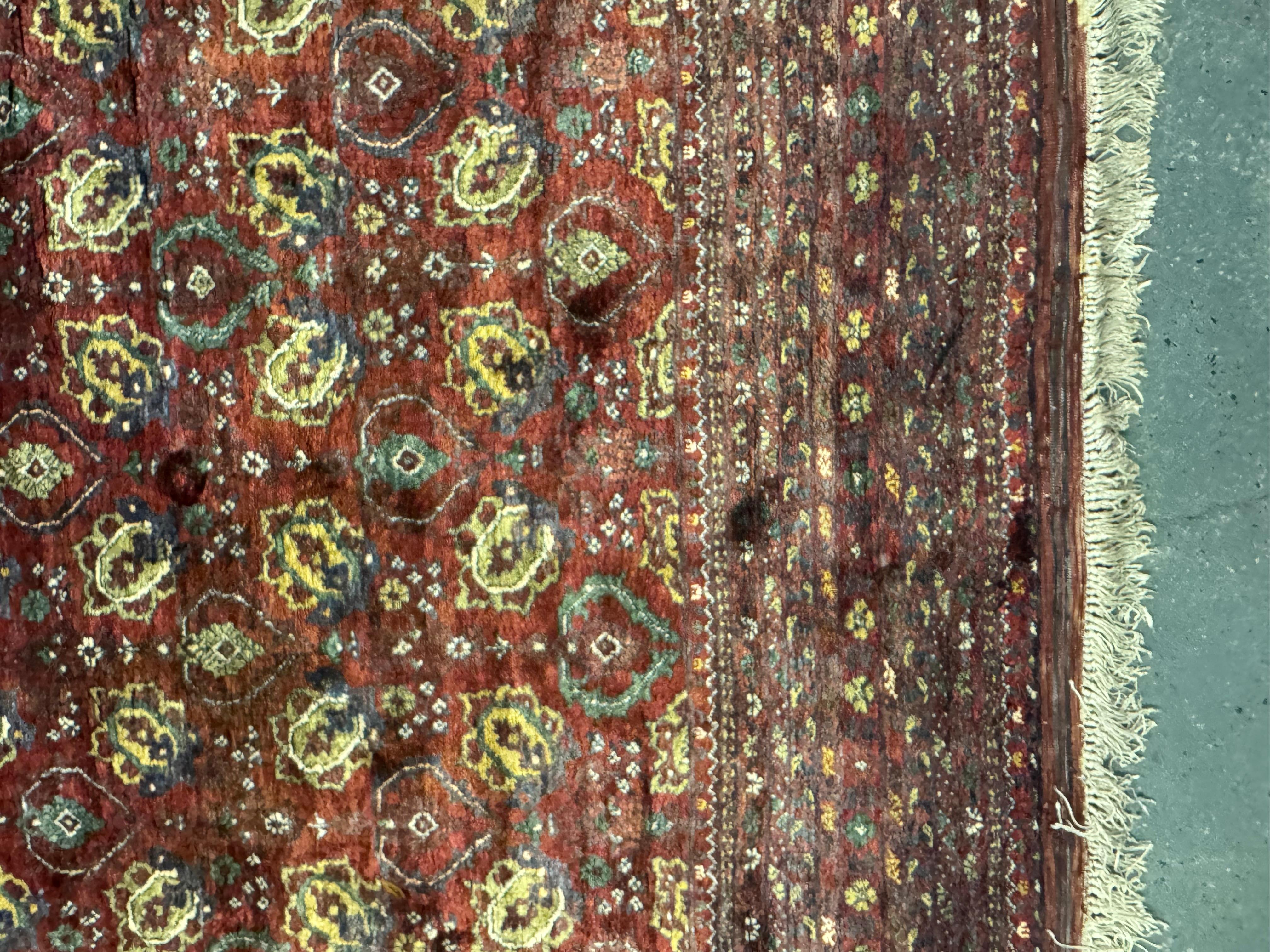 Late 20th Century Wool Area Oriental Rug Handmade Red Living Room Carpet, Large Livingroom Rug For Sale