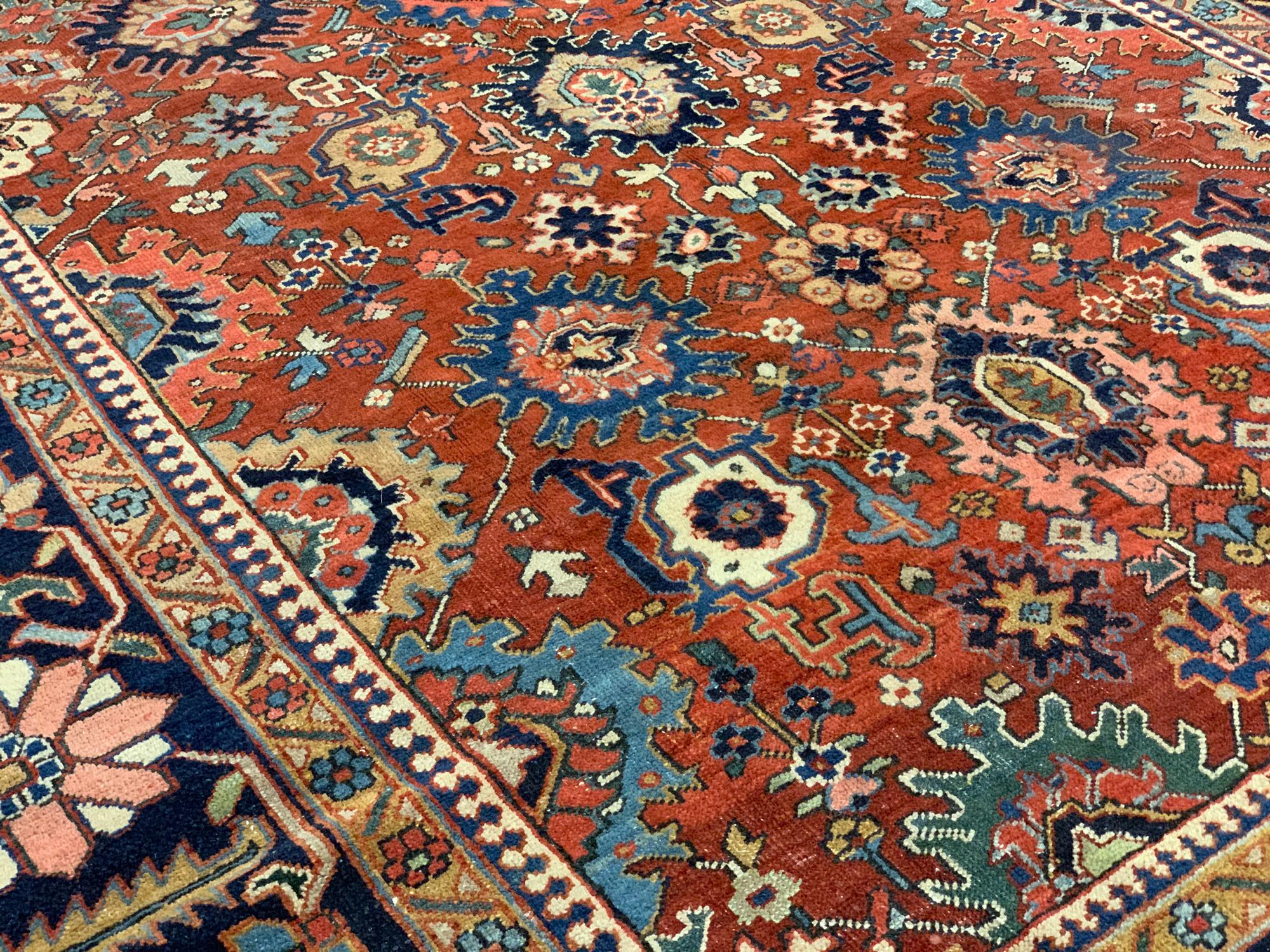 Azerbaijani Wool Area Oriental Rug Handmade Rust Living Room Carpet For Sale