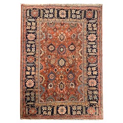 Orientalischer Teppich aus Wolle, handgefertigt, Rost, Wohnzimmerteppich