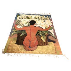 Wool Area Rug or Wall Hanging of Diego Rivera Painting