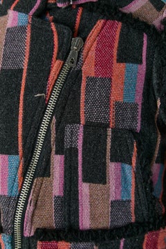 Wool biker jacket with check pattern and black faux-fur lining SONIA RYKIEL