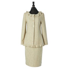 Wool bouclette skirt-suit with ruffle collar CHANEL Wool bouclette skirt-suit with ruffle collar CHANEL