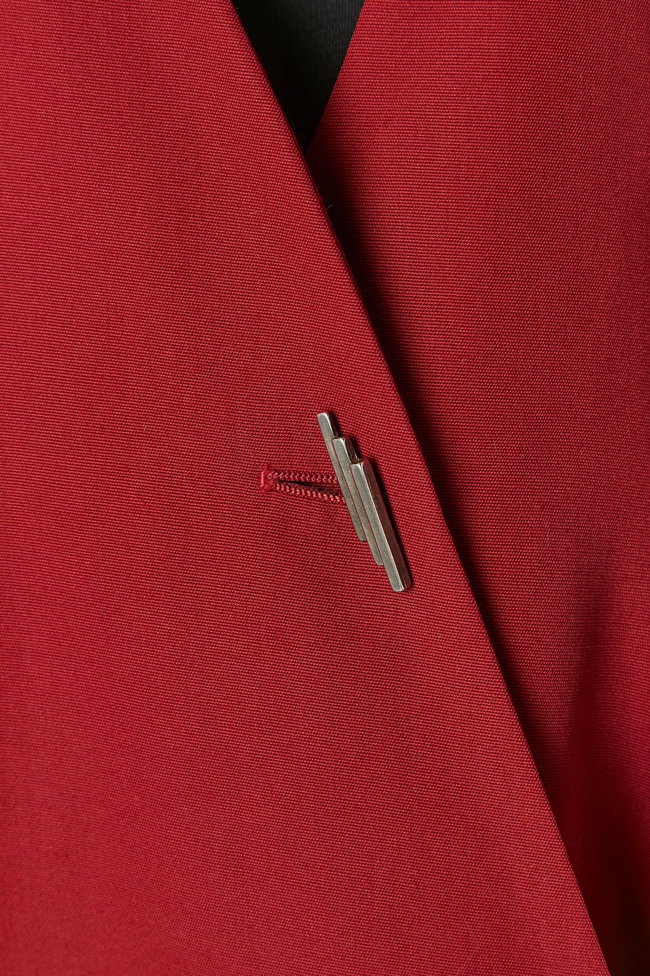 Red Wool burgundy double breasted and asymmetrical jacket FENDI Roma For Sale