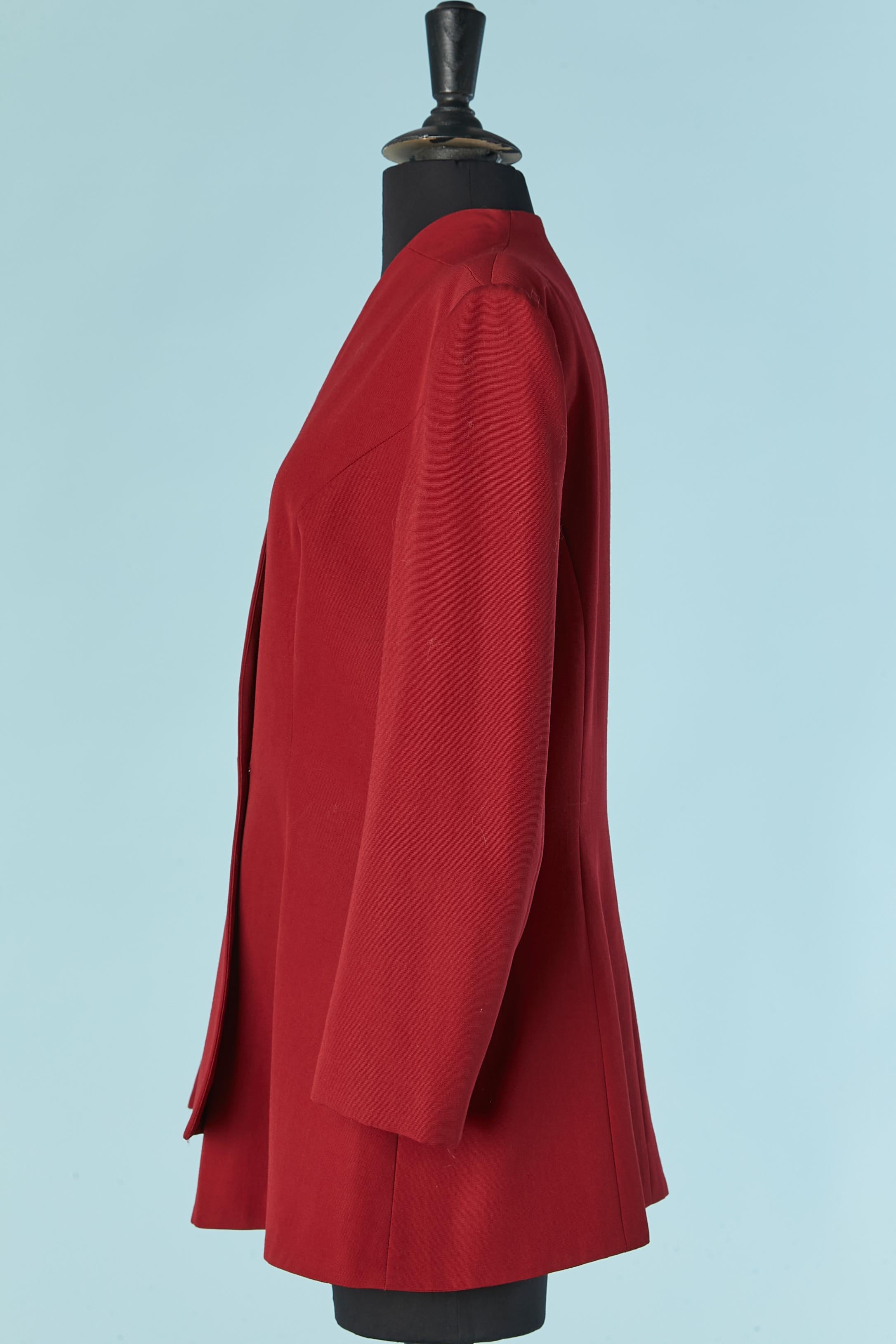 Wool burgundy double breasted and asymmetrical jacket FENDI Roma In Excellent Condition For Sale In Saint-Ouen-Sur-Seine, FR