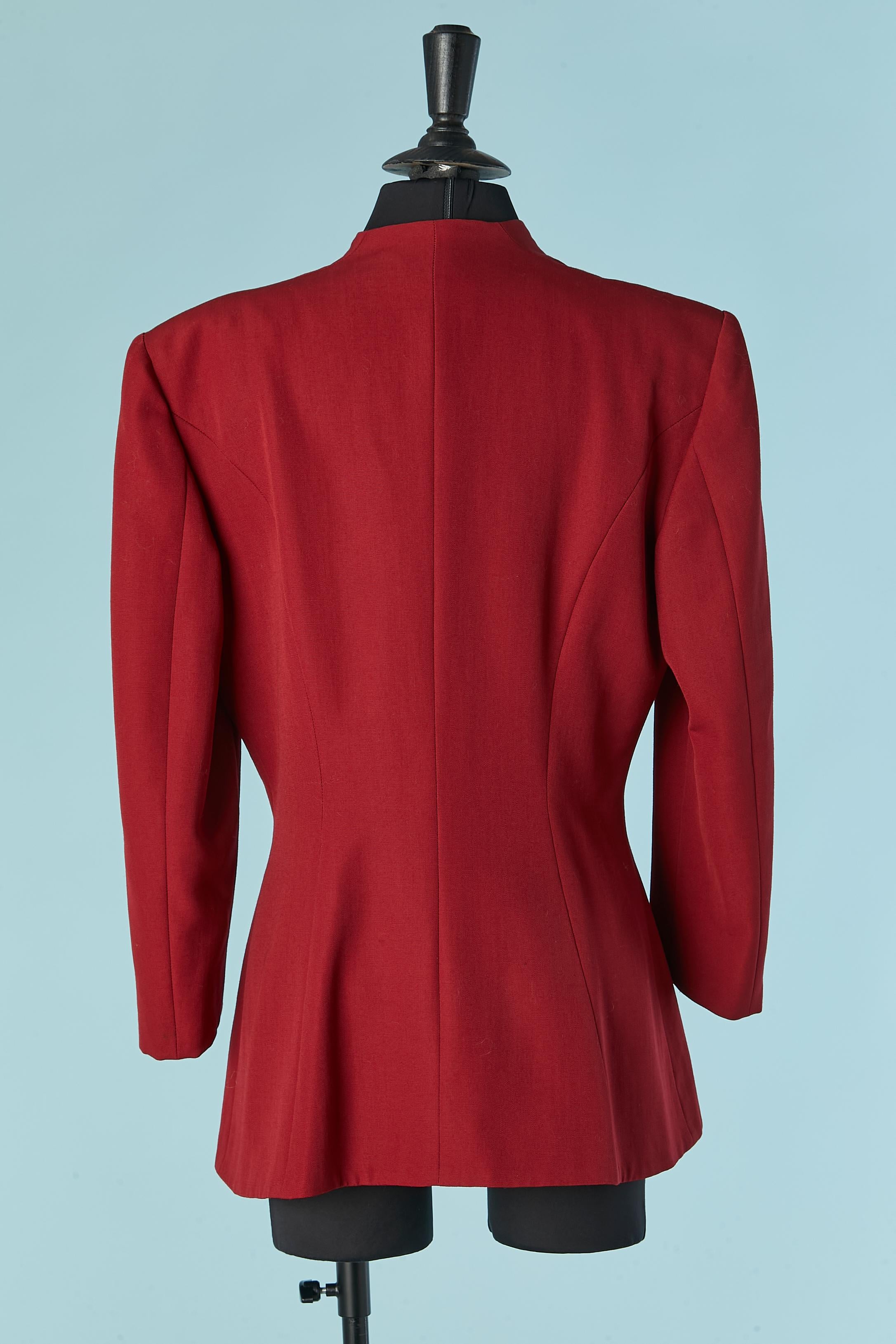 Women's Wool burgundy double breasted and asymmetrical jacket FENDI Roma For Sale