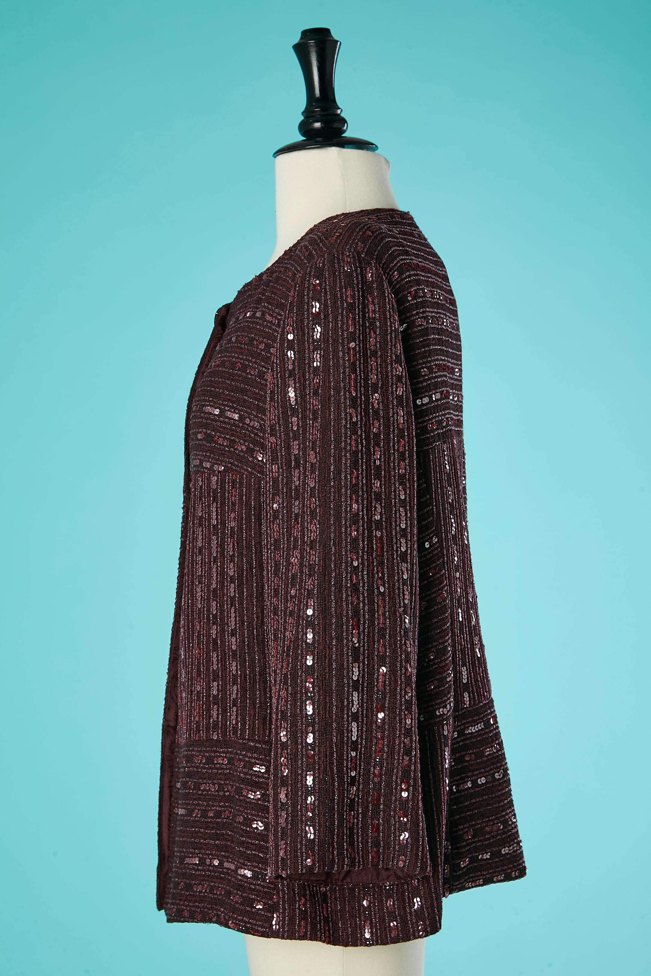 Veste de soirée bordeaux à simple boutonnage en laine avec lurex et sequins Chanel  Pour femmes en vente