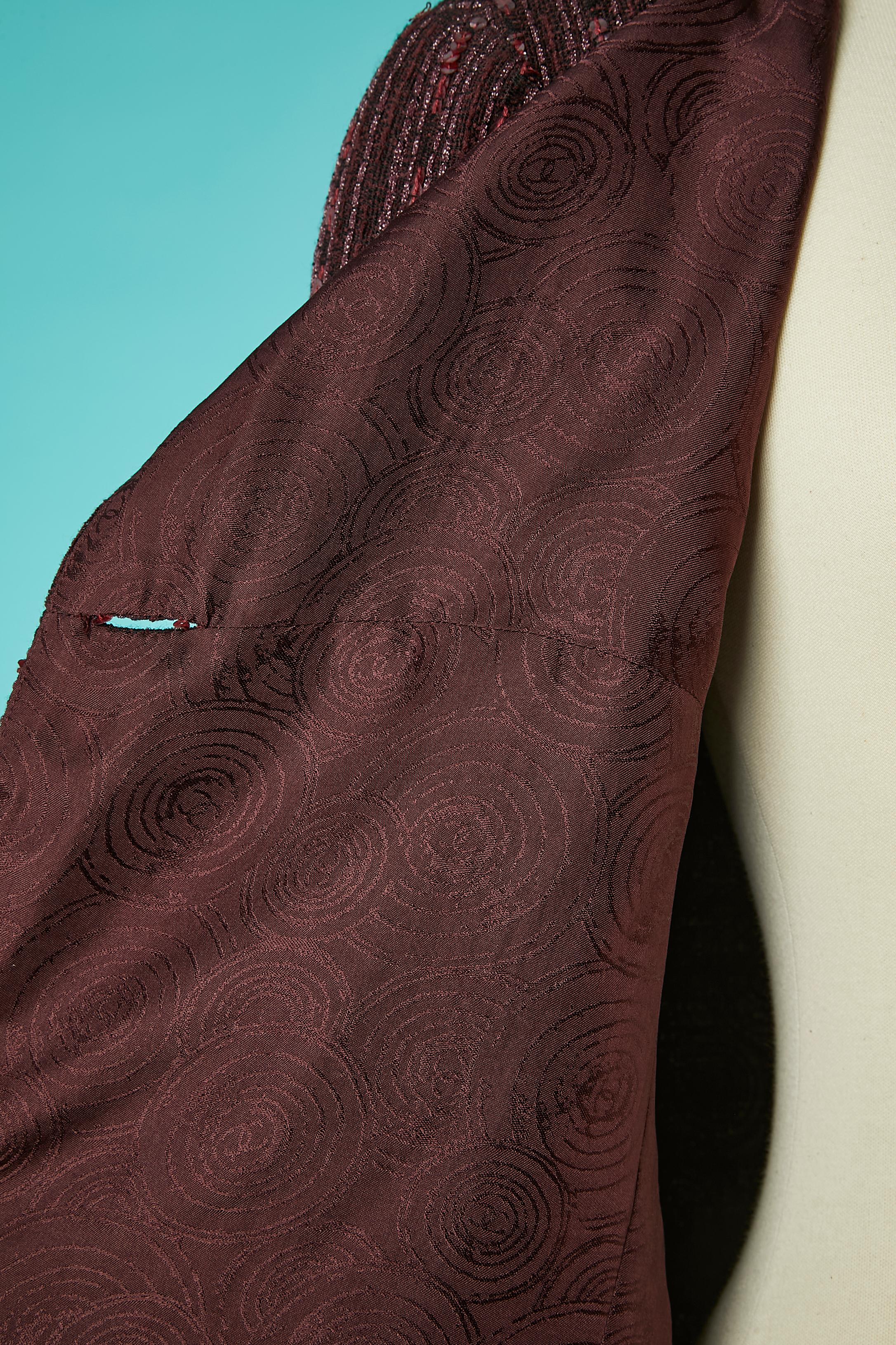 Veste de soirée bordeaux à simple boutonnage en laine avec lurex et sequins Chanel en vente 2