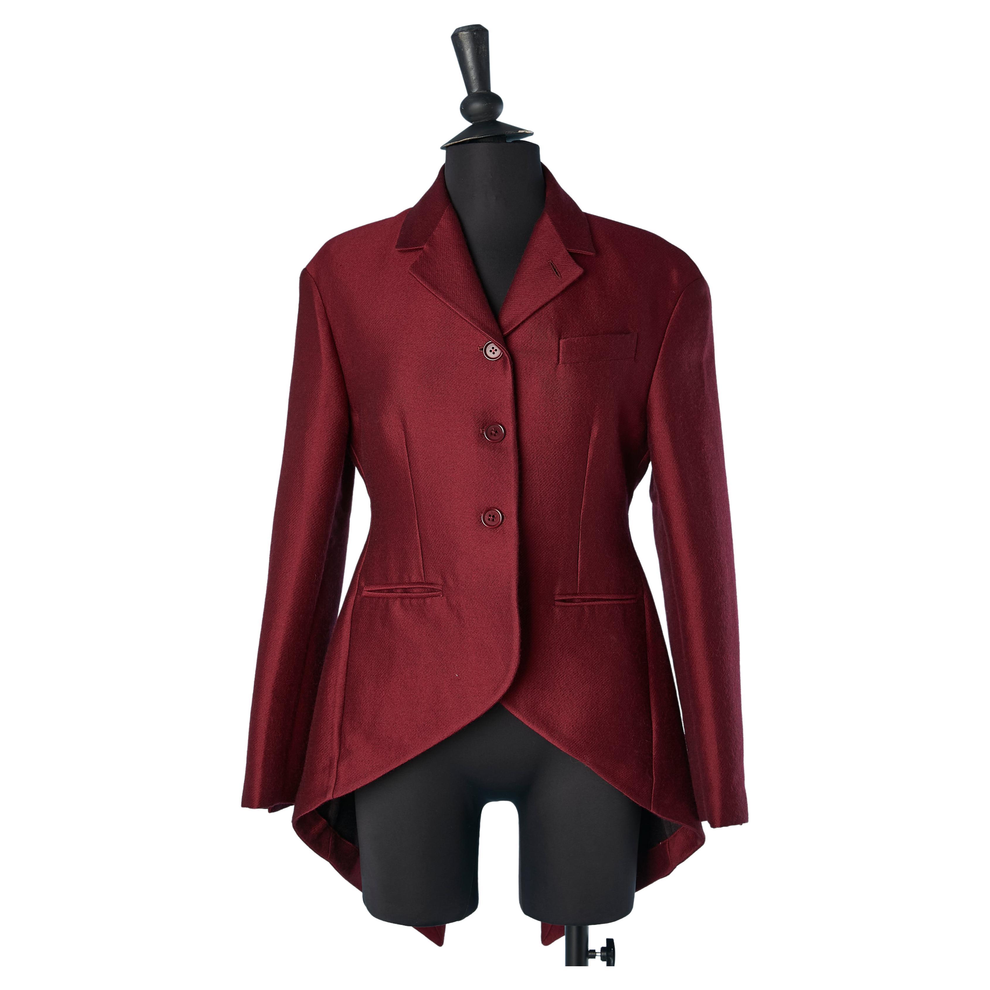 Wool burgundy single-breasted tail-jacket Romeo Gigli  For Sale