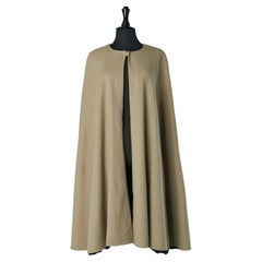 Mantella in lana con fodera in cotone nero Saint Laurent Rive Gauche