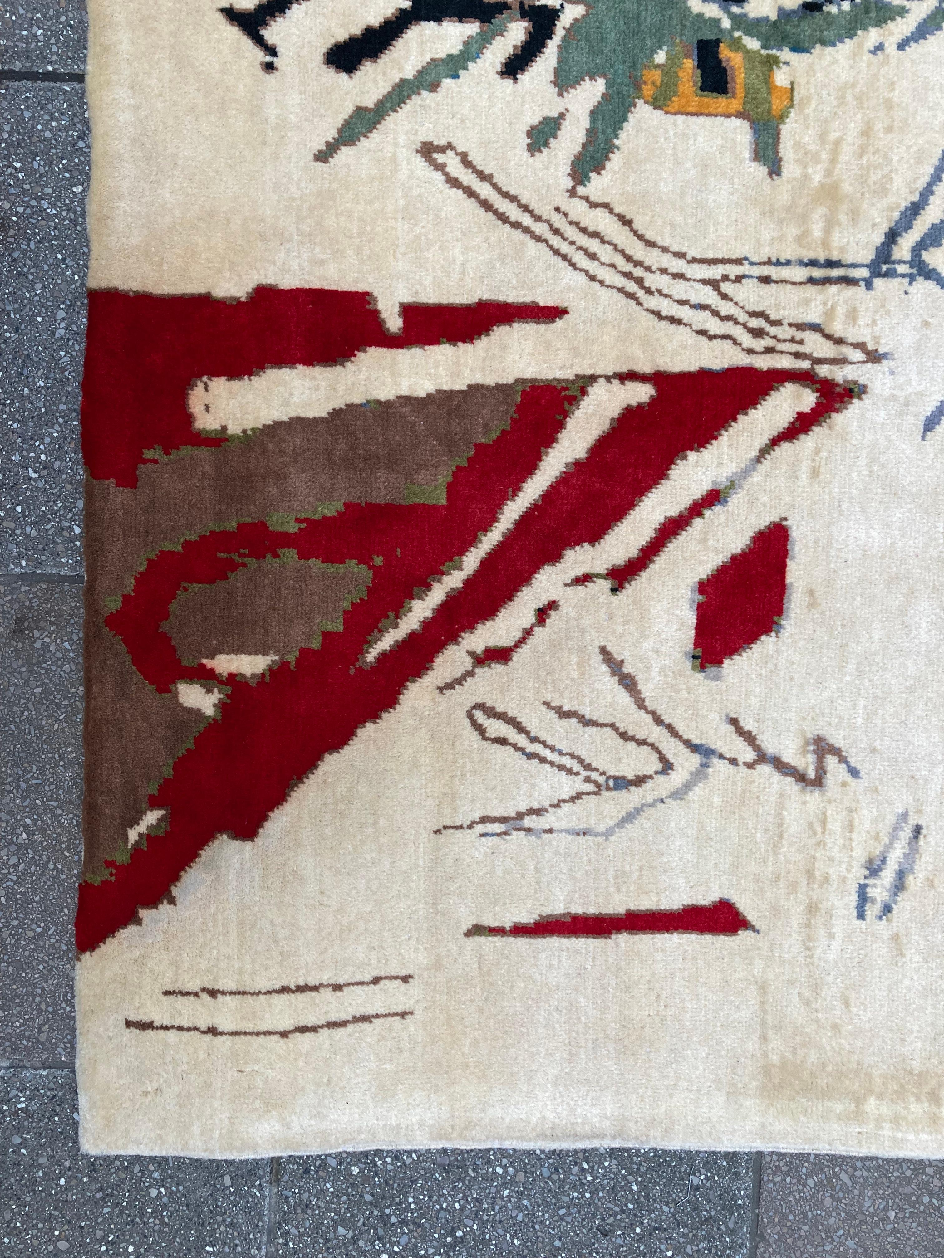 European Wool Carpet, After Jean-Michel Basquiat, Circa 2015 For Sale