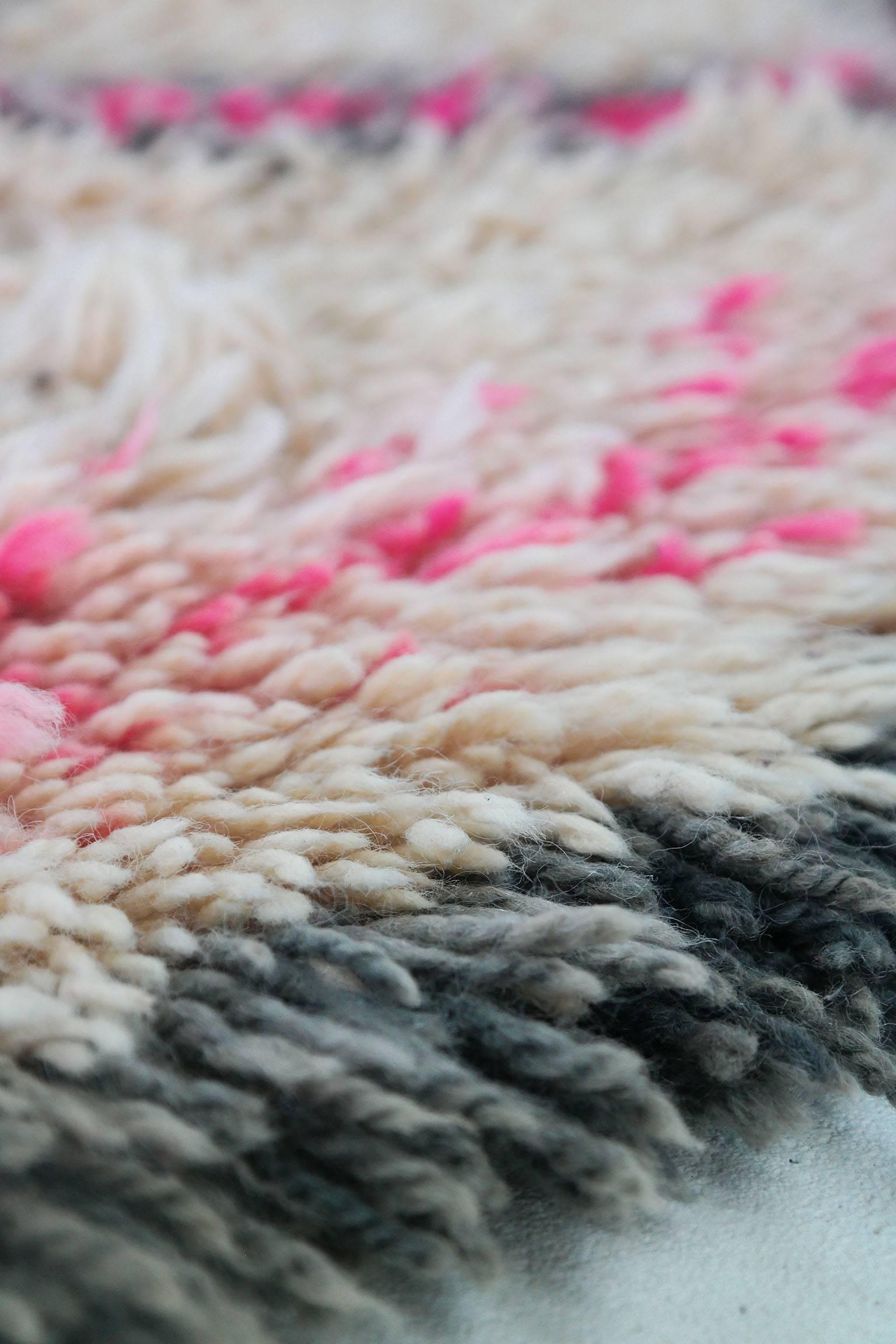 Wool Carpet  Moroccan Rug  Pink Beni Ourain Vintage, 1984 3