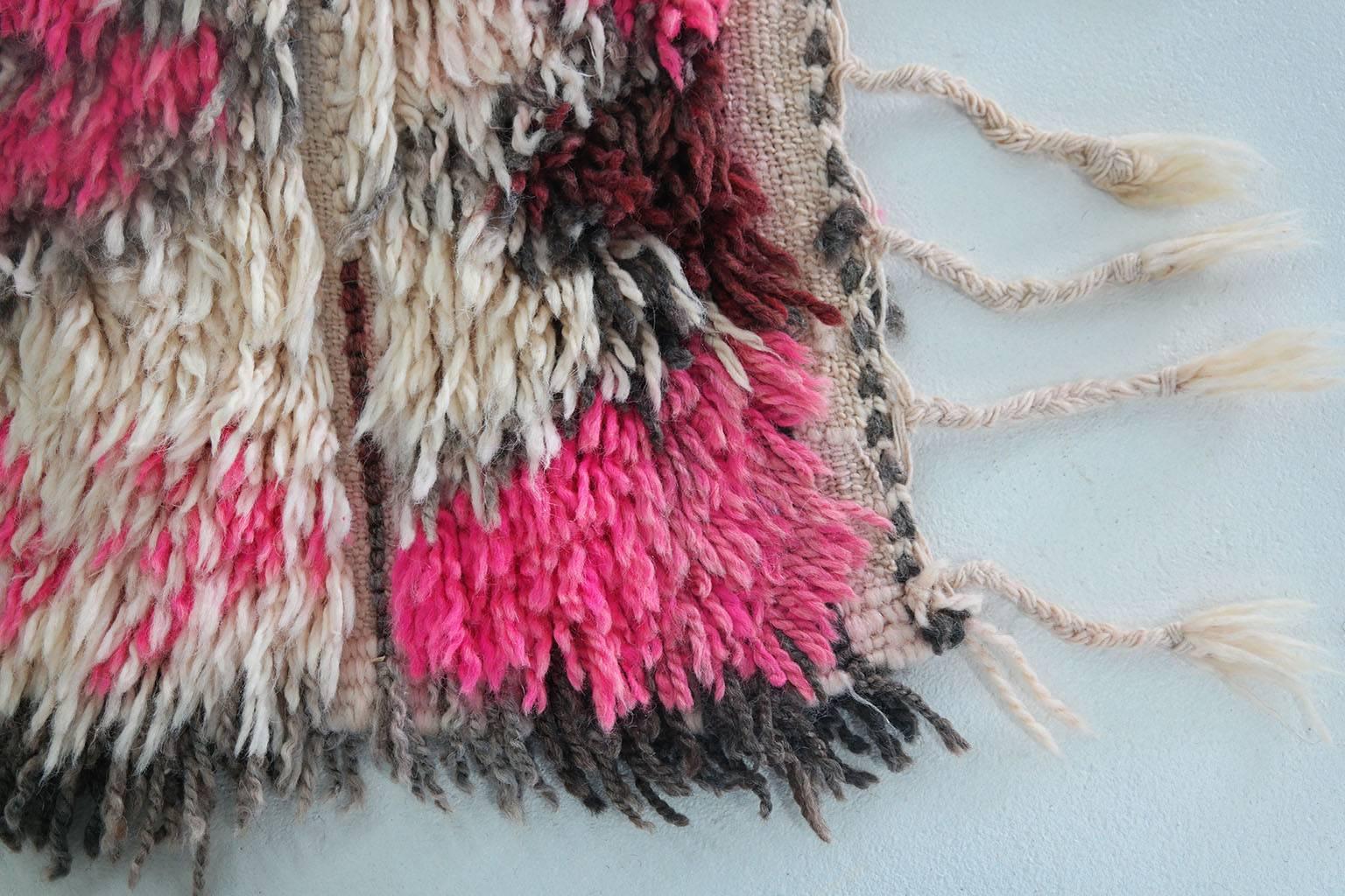 Wool Carpet  Moroccan Rug  Pink Beni Ourain Vintage, 1984 5
