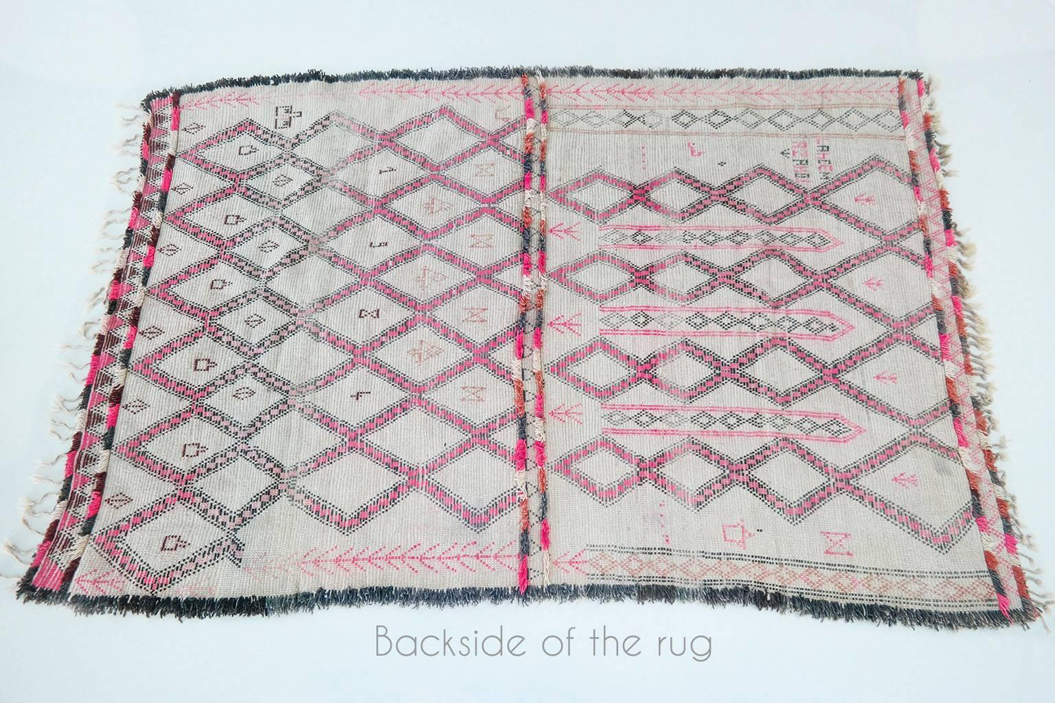 Wool Carpet  Moroccan Rug  Pink Beni Ourain Vintage, 1984 6