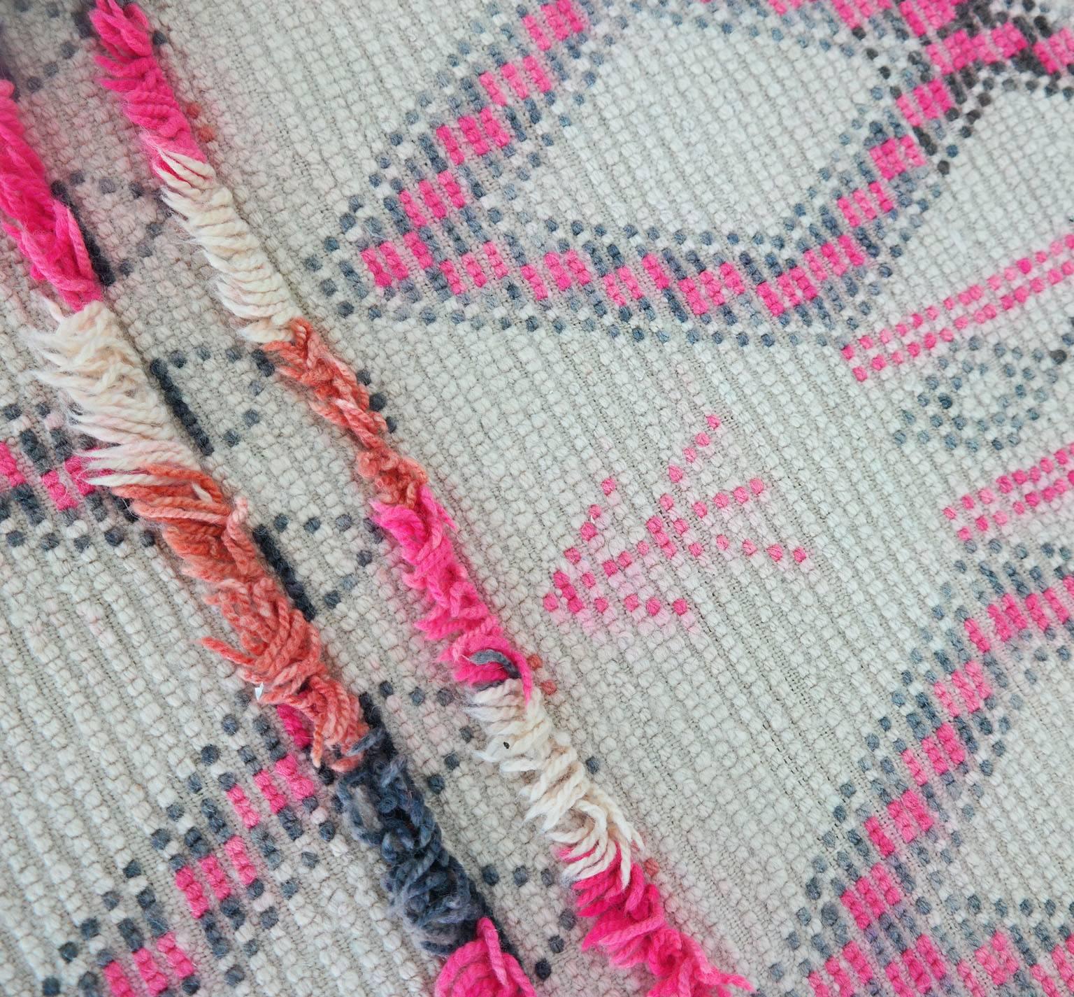 Wool Carpet  Moroccan Rug  Pink Beni Ourain Vintage, 1984 7