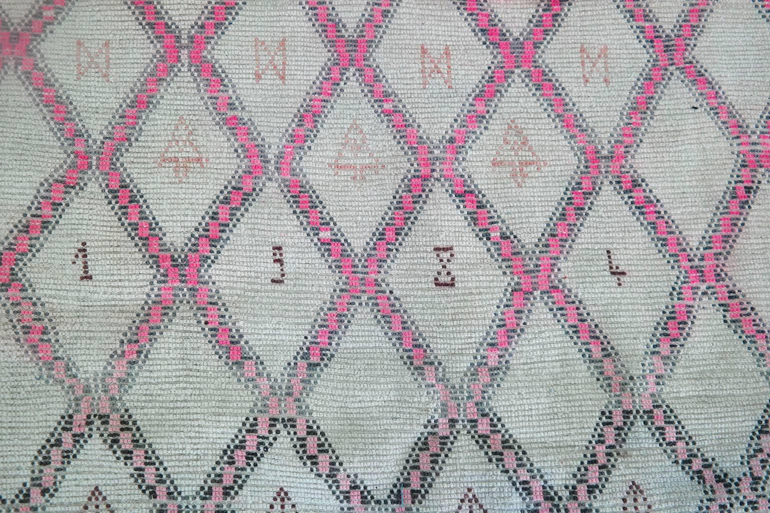 Wool Carpet  Moroccan Rug  Pink Beni Ourain Vintage, 1984 8