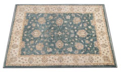 Wool Carpet Traditional Rug Floral Green Cream Wool Area Rug All Over