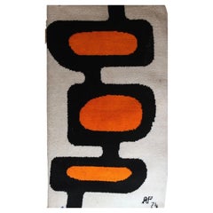 Tapis en laine à décor géométrique avec monogramme AP, 1974
