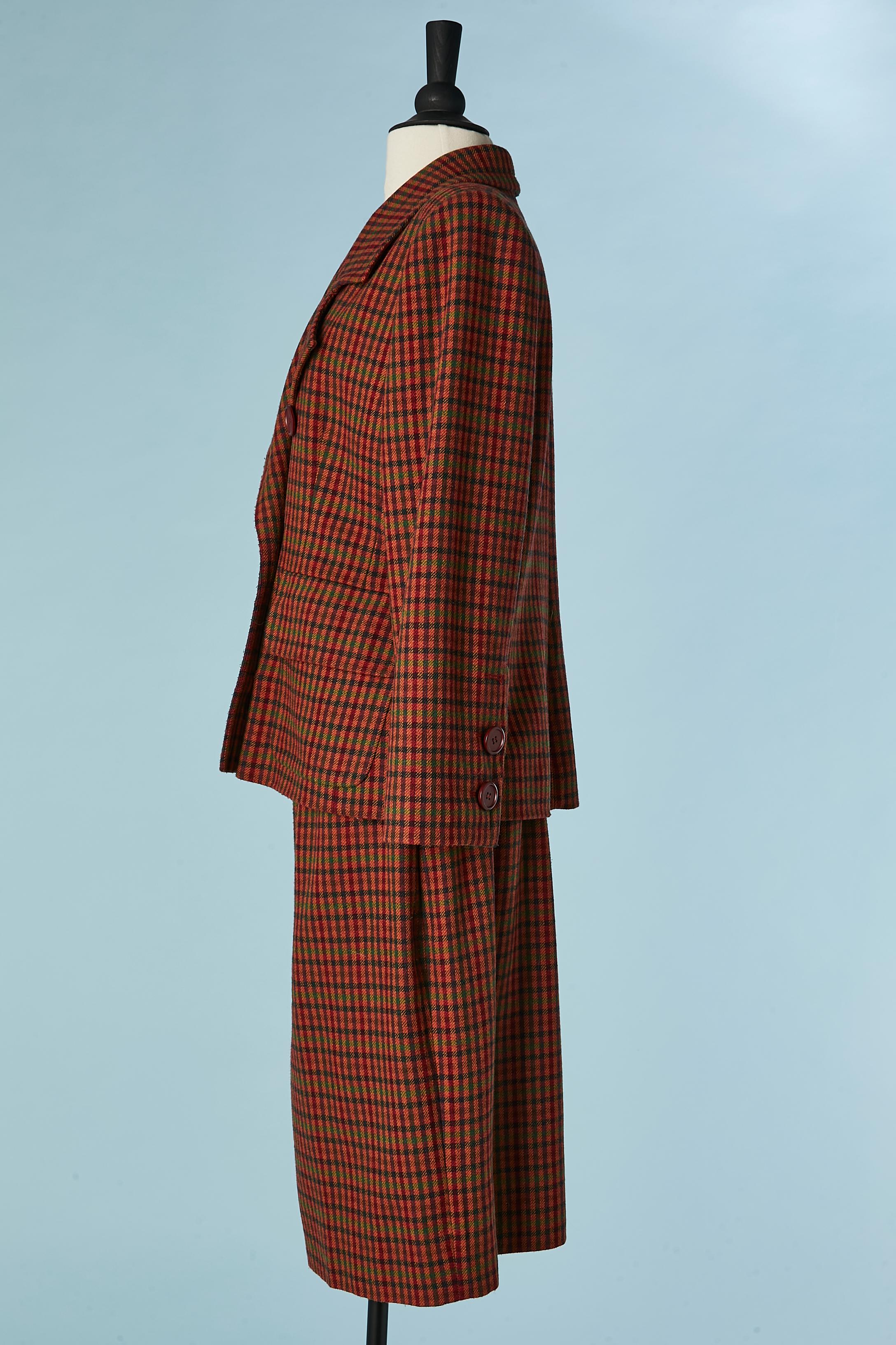 Wool check skirt-suit with double-breasted jacket Givenchy Couture  For Sale 1