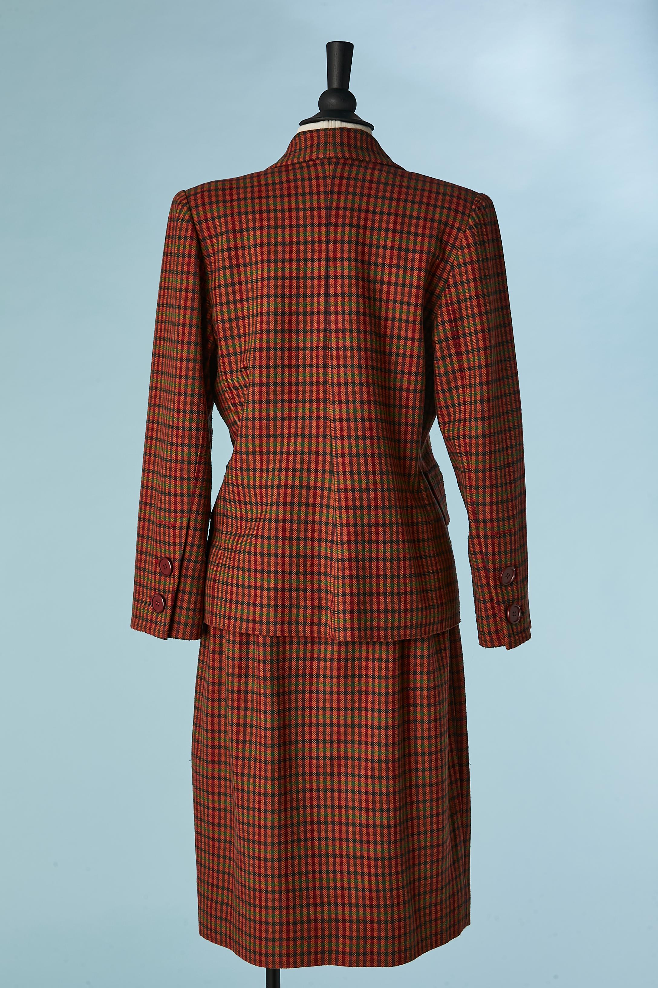 Wool check skirt-suit with double-breasted jacket Givenchy Couture  For Sale 2