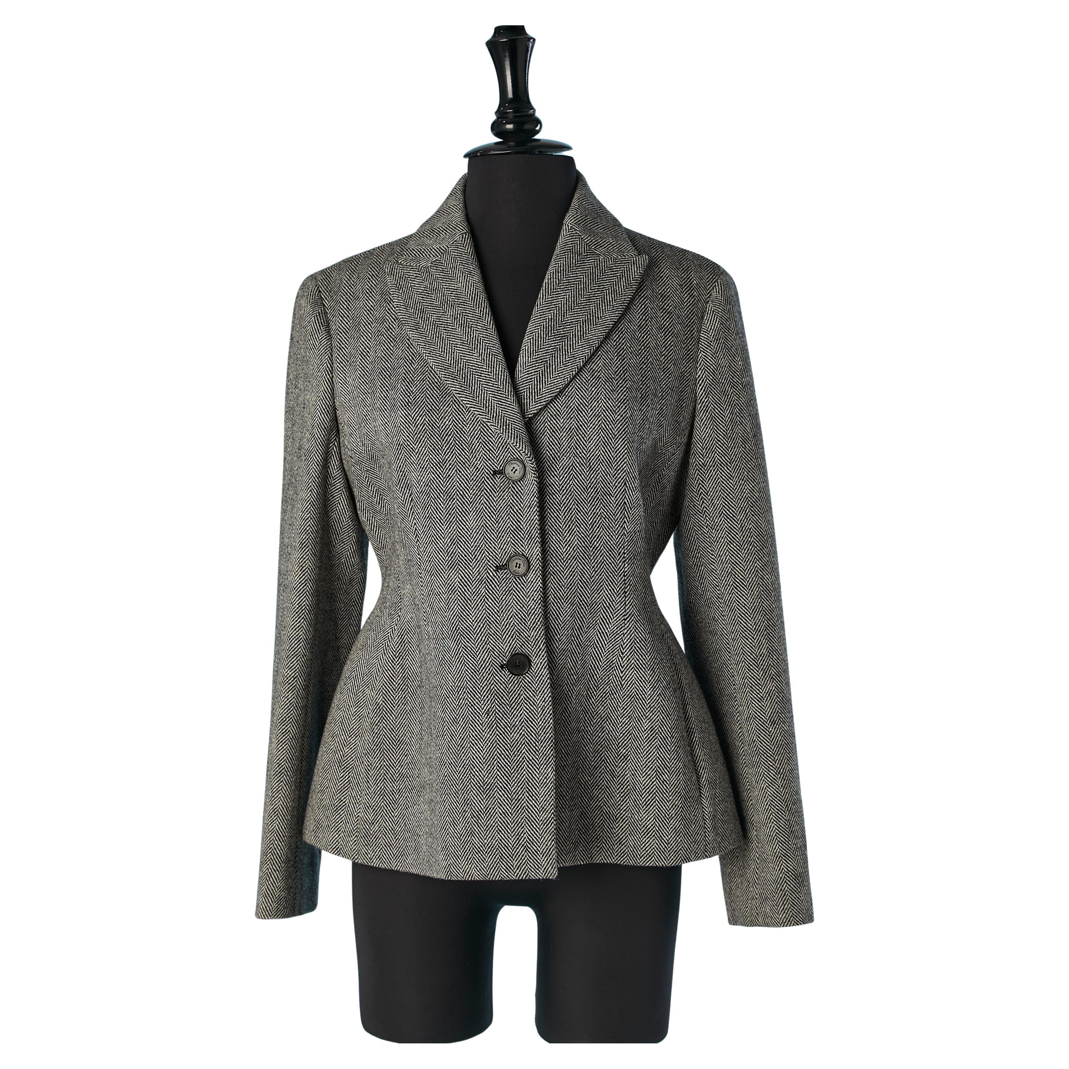 Wool Chevron single breasted Bar jacket CHRISTIAN DIOR