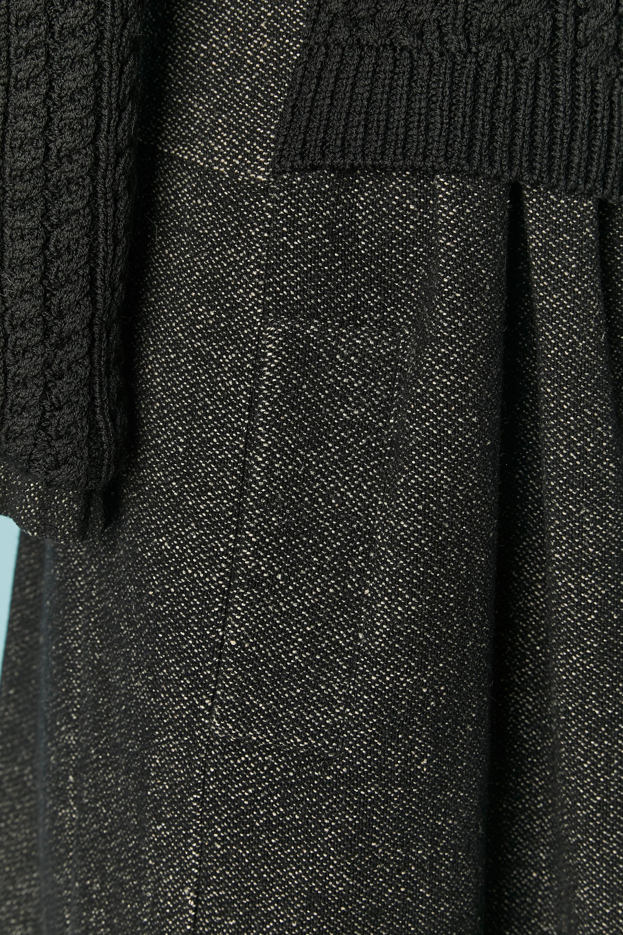 Women's Wool chiné, black knit and velvet single breasted coat ETRO For Sale