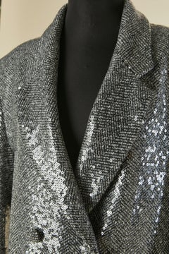 Wool chiné double breasted jacket with sequin embellishment TWENTY FOURHAITCH