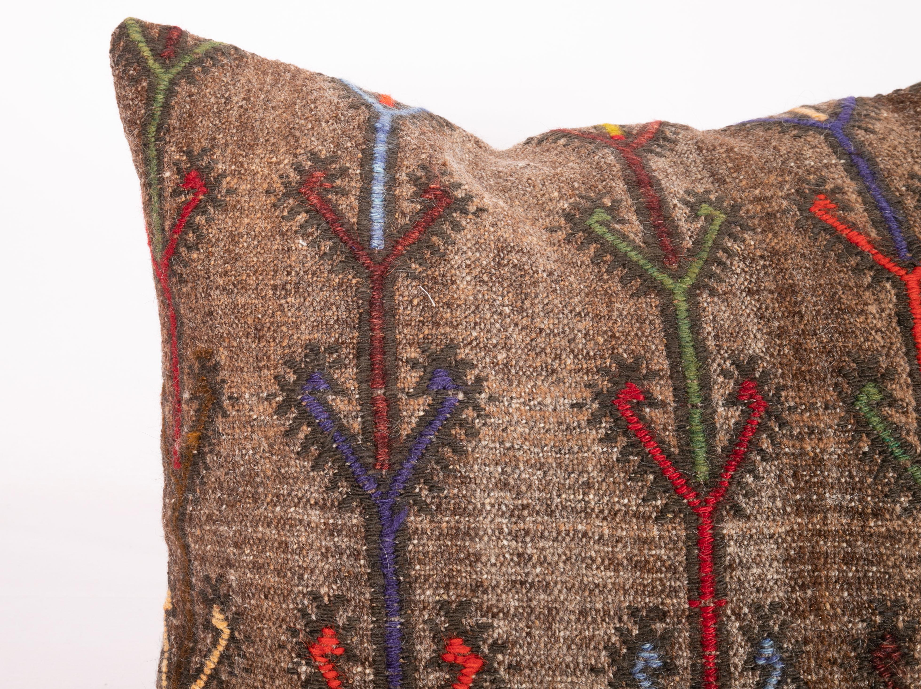 Turkish Wool Cicim Pillow Case Made from an Anatolian Cicim Kilim, Mid-20th Century For Sale