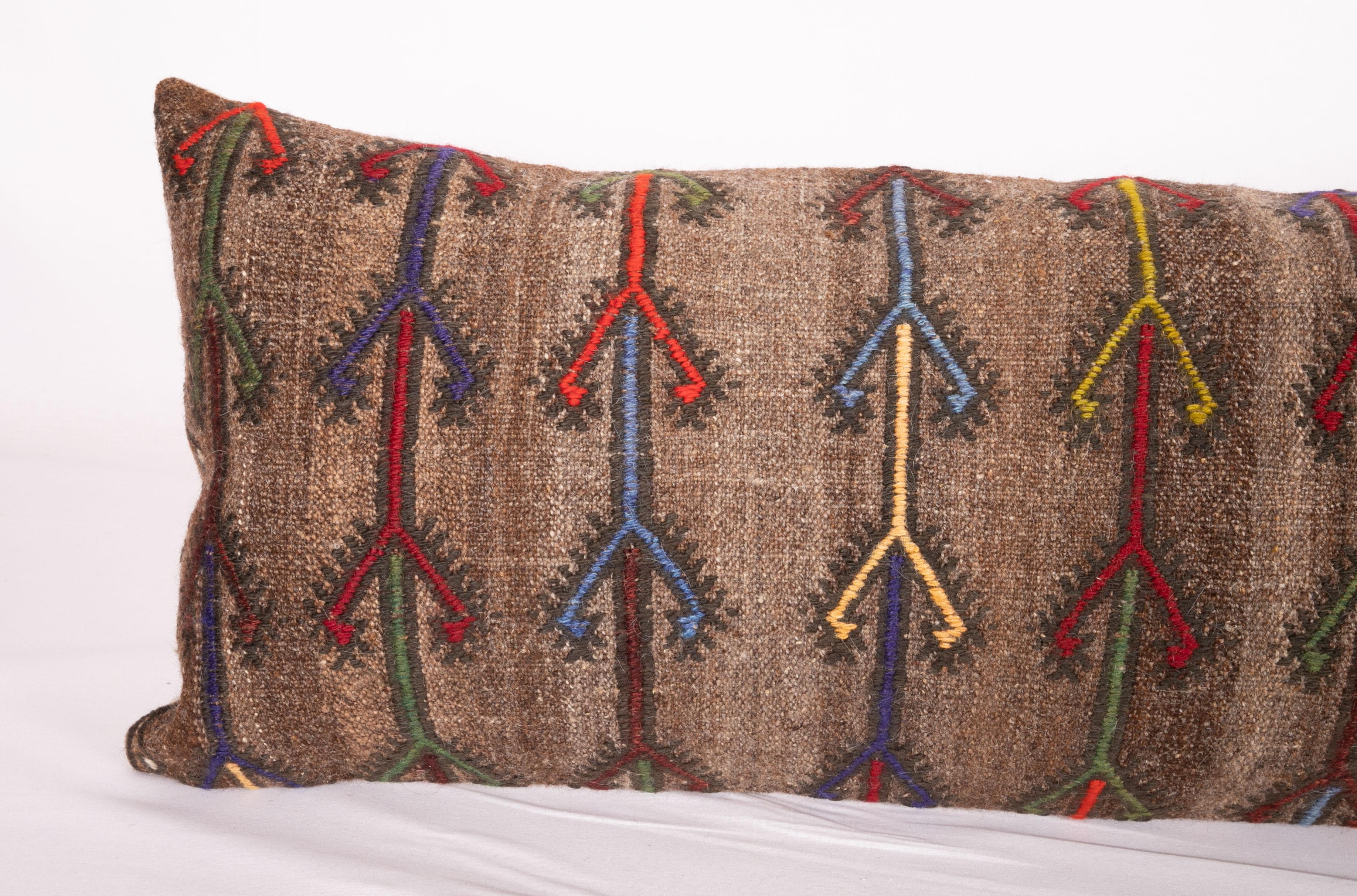 Hand-Woven Wool Cicim Pillow Case Made from an Anatolian Cicim Kilim, Mid-20th Century