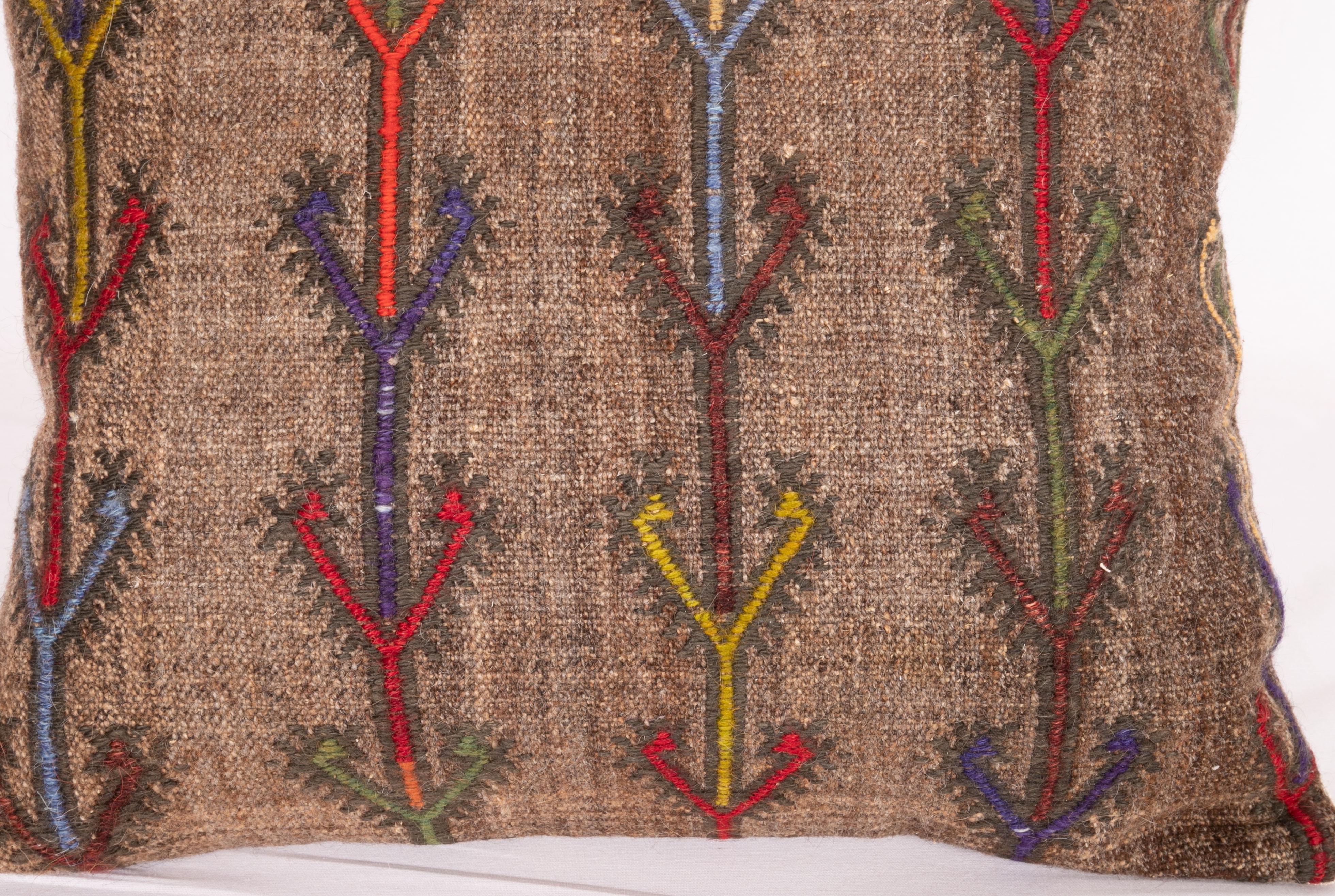 Hand-Woven Wool Cicim Pillow Case Made from an Anatolian Cicim Kilim, Mid-20th Century For Sale