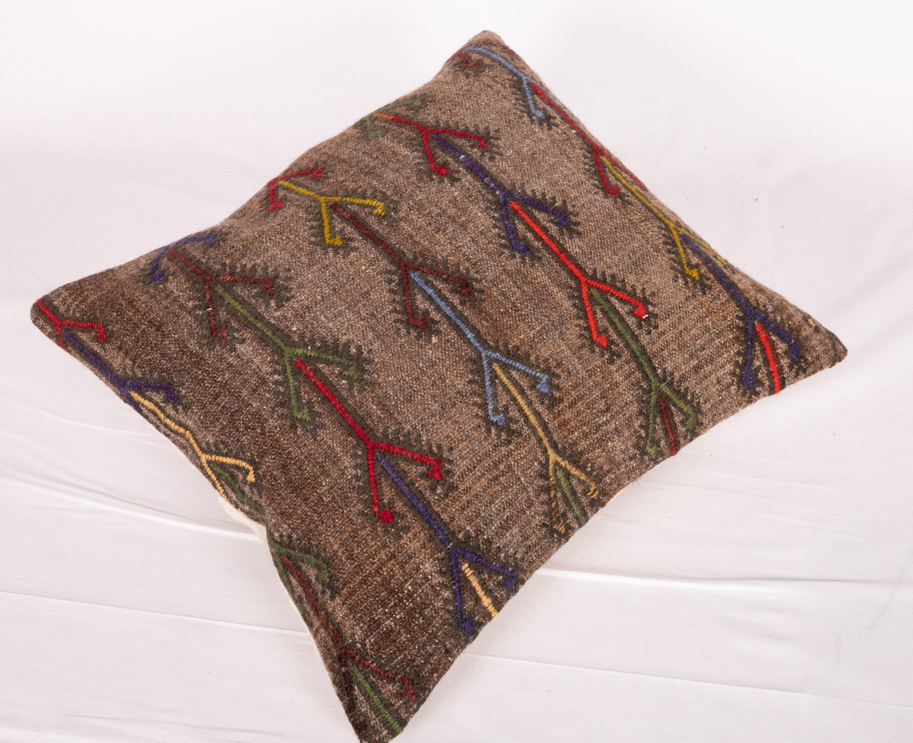 Wool Cicim Pillow Case Made from an Anatolian Cicim Kilim, Mid-20th Century For Sale 1