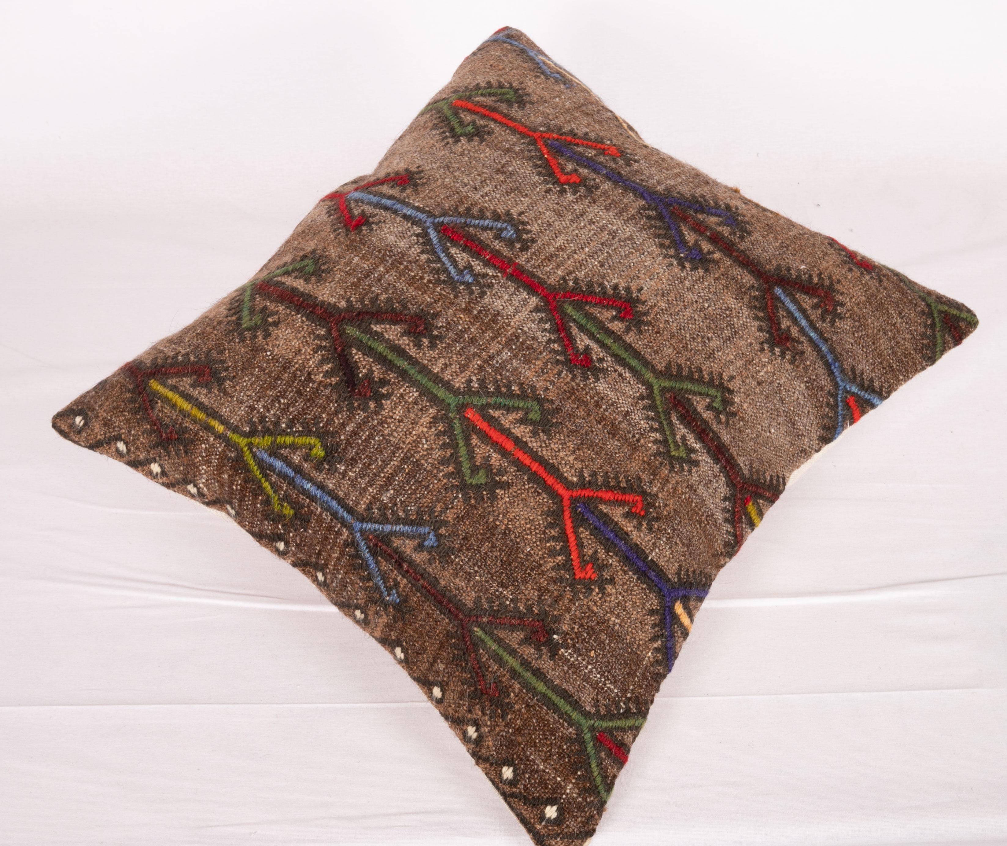 Wool Cicim Pillow Case Made from an Anatolian Cicim Kilim, Mid-20th Century For Sale 2